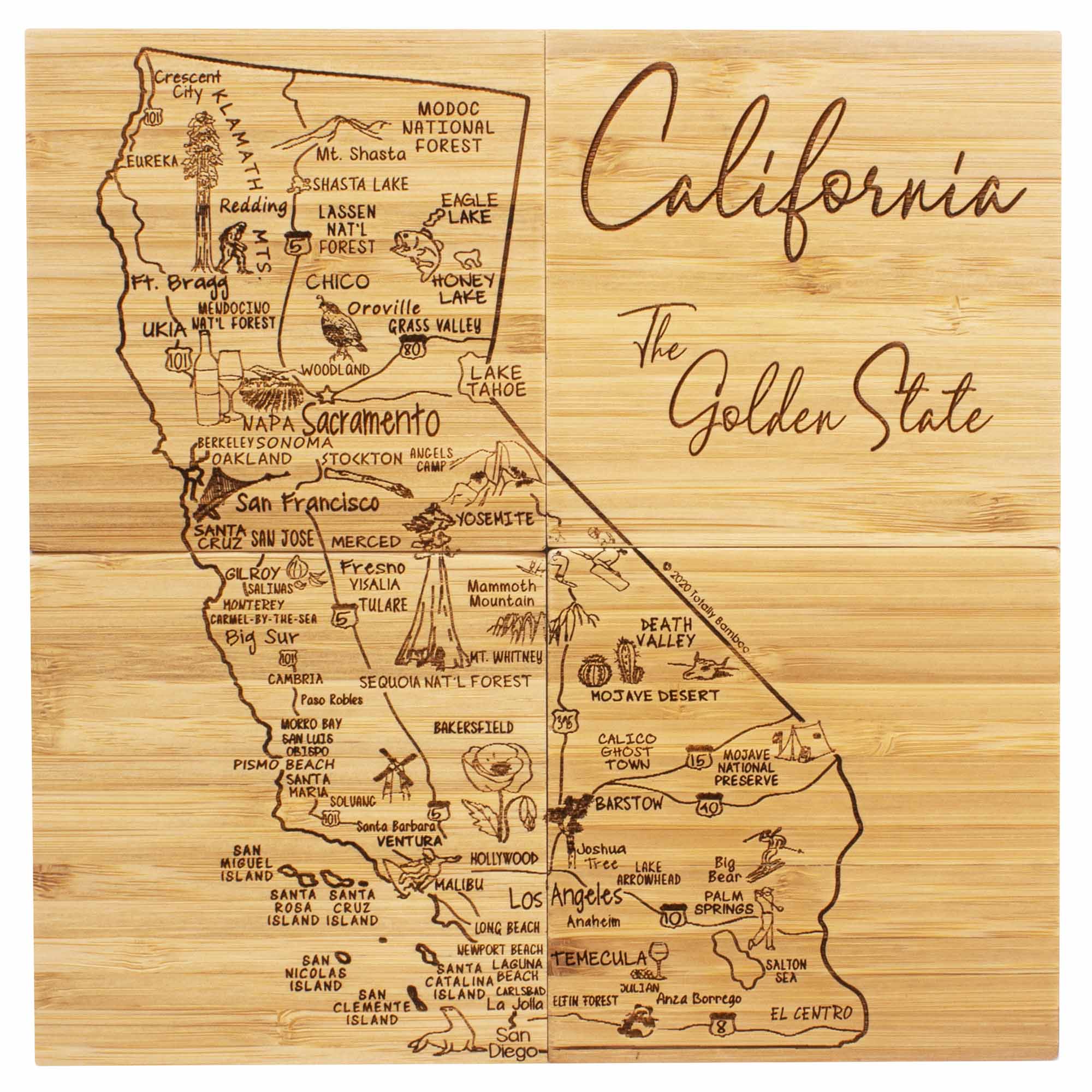 totally-bamboo-4-piece-california-puzzle-coaster-set-with-bamboo-case-laser-engr image 4