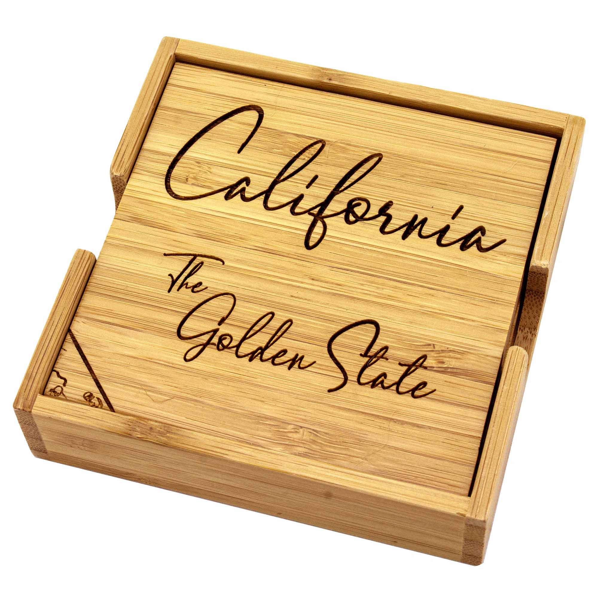 totally-bamboo-4-piece-california-puzzle-coaster-set-with-bamboo-case-laser-engr image 3