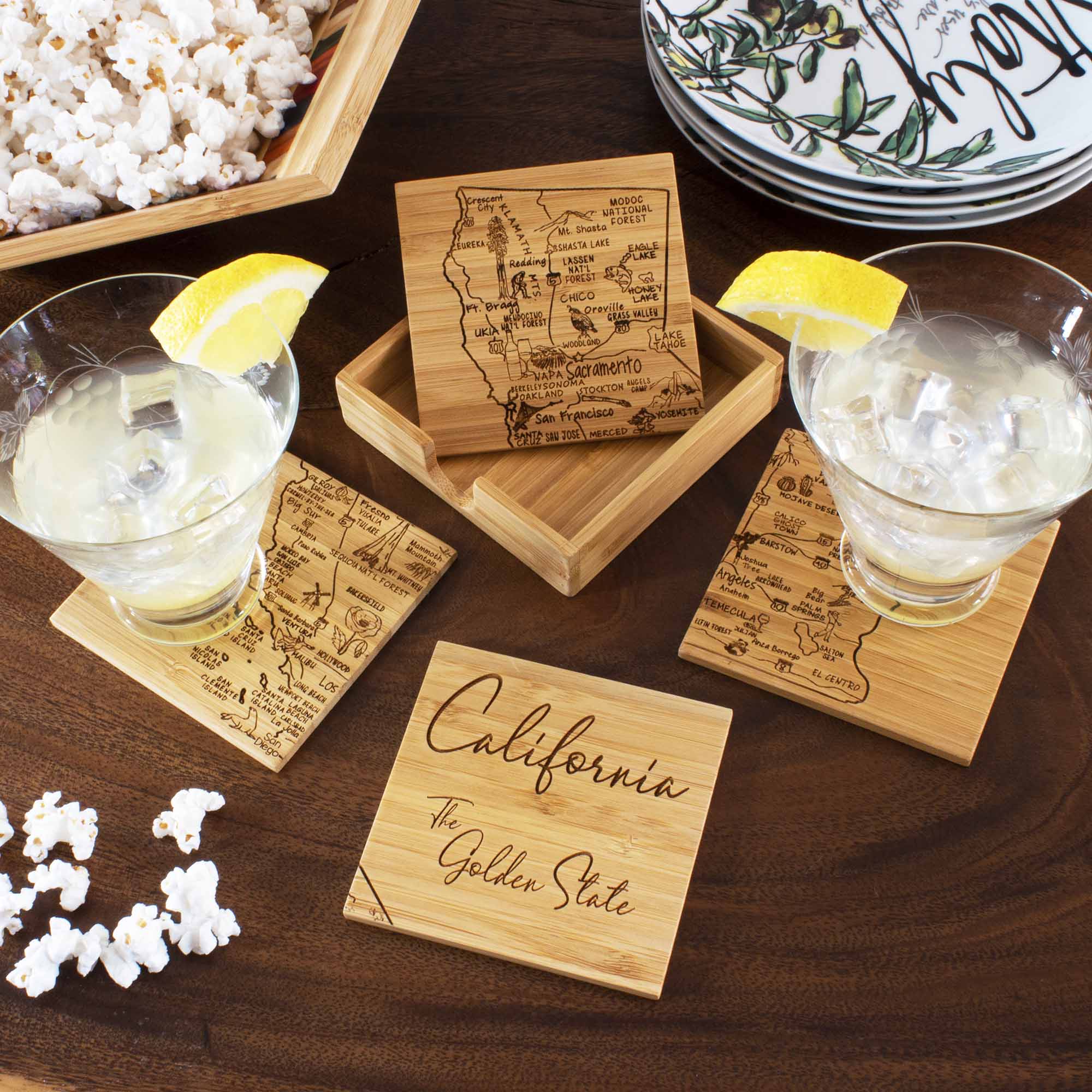 totally-bamboo-4-piece-california-puzzle-coaster-set-with-bamboo-case-laser-engr image 2