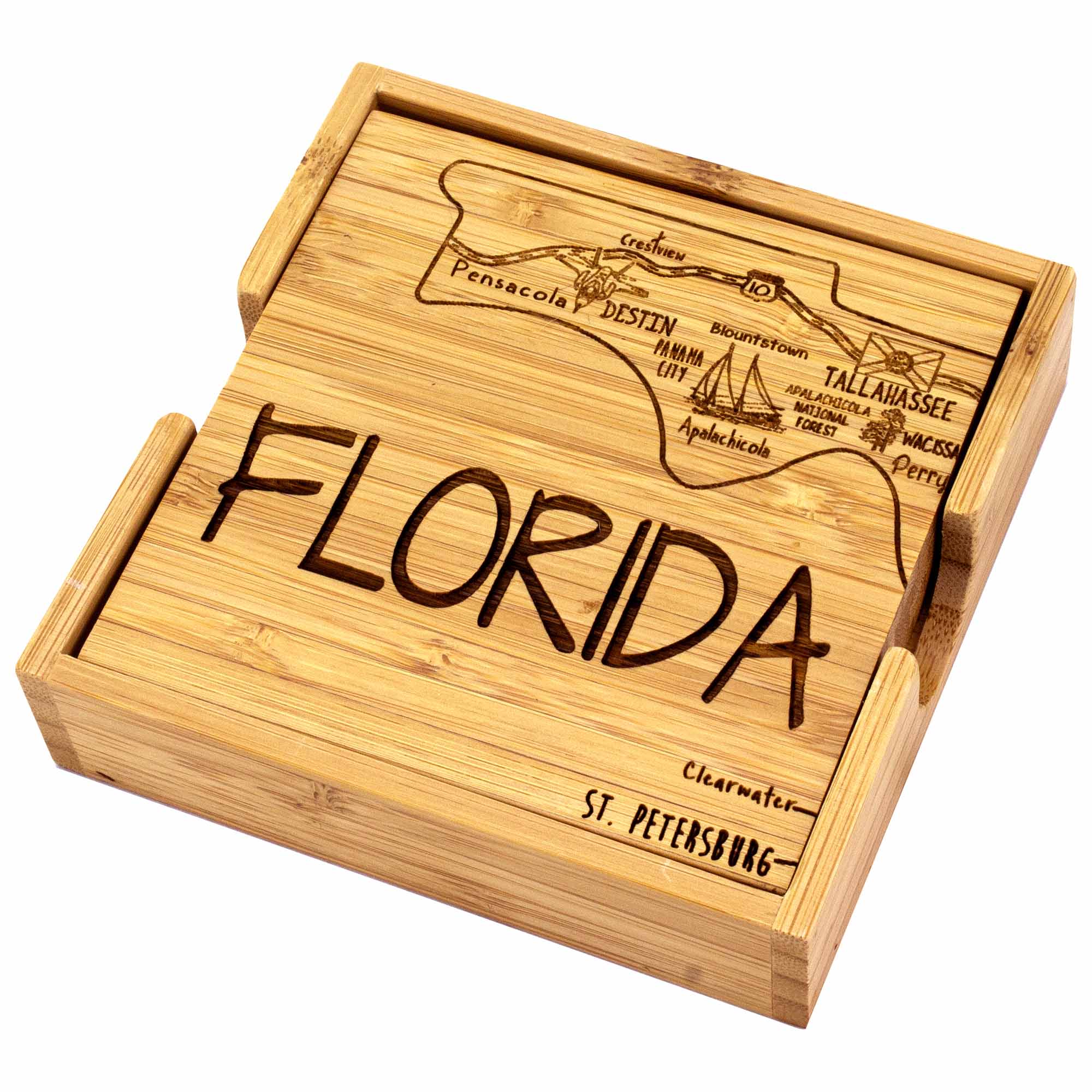 totally-bamboo-4-piece-florida-puzzle-coaster-set-with-case image 4