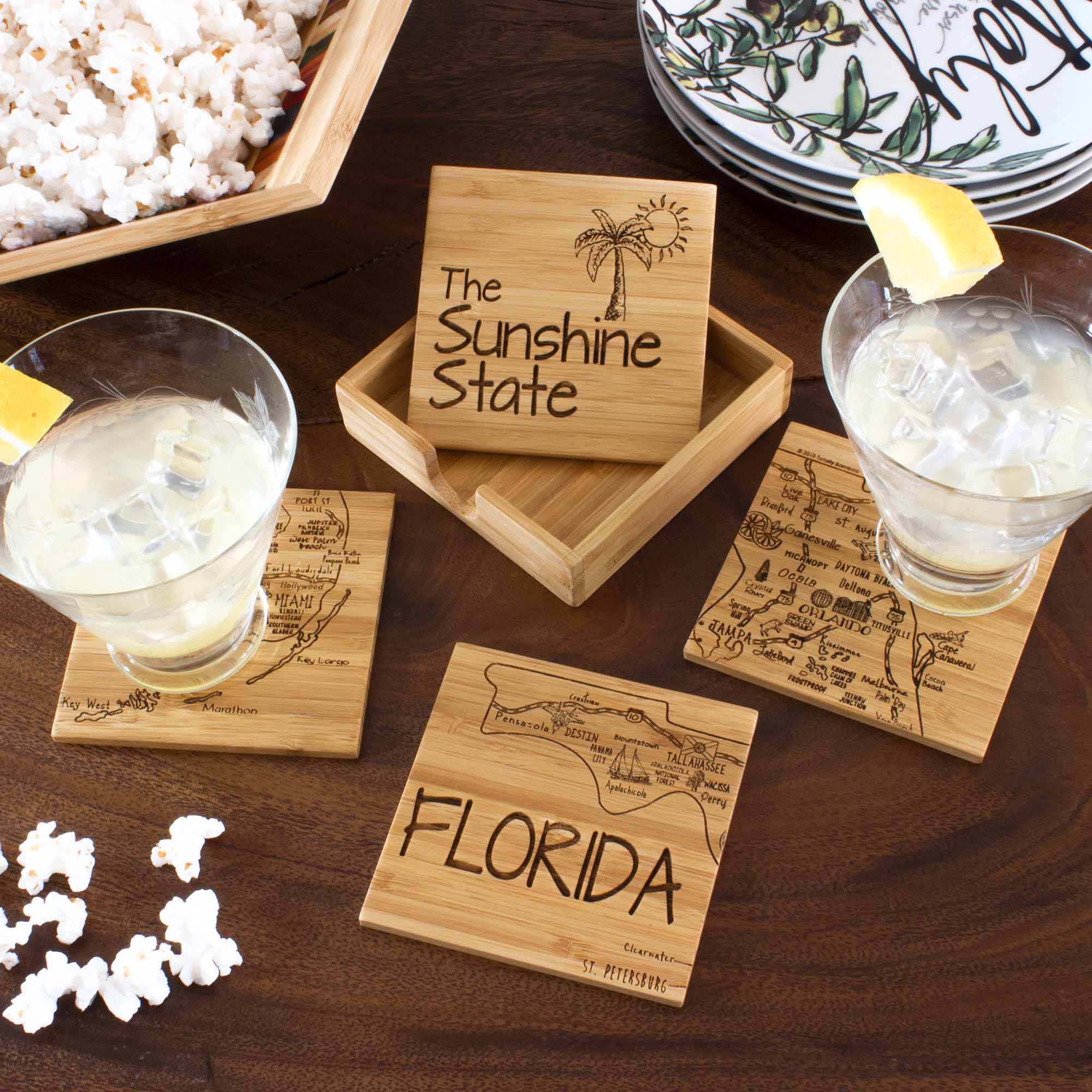 totally-bamboo-4-piece-florida-puzzle-coaster-set-with-case image 3