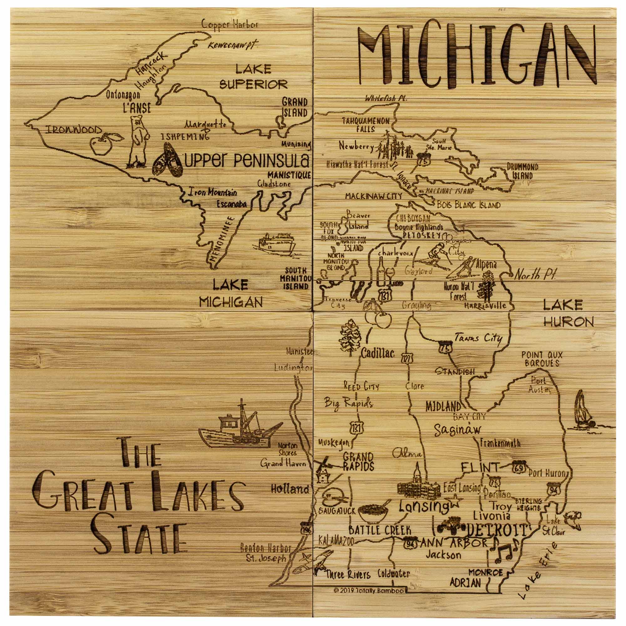 totally-bamboo-michigan-4-piece-puzzle-coaster-set-with-storage-case image 2