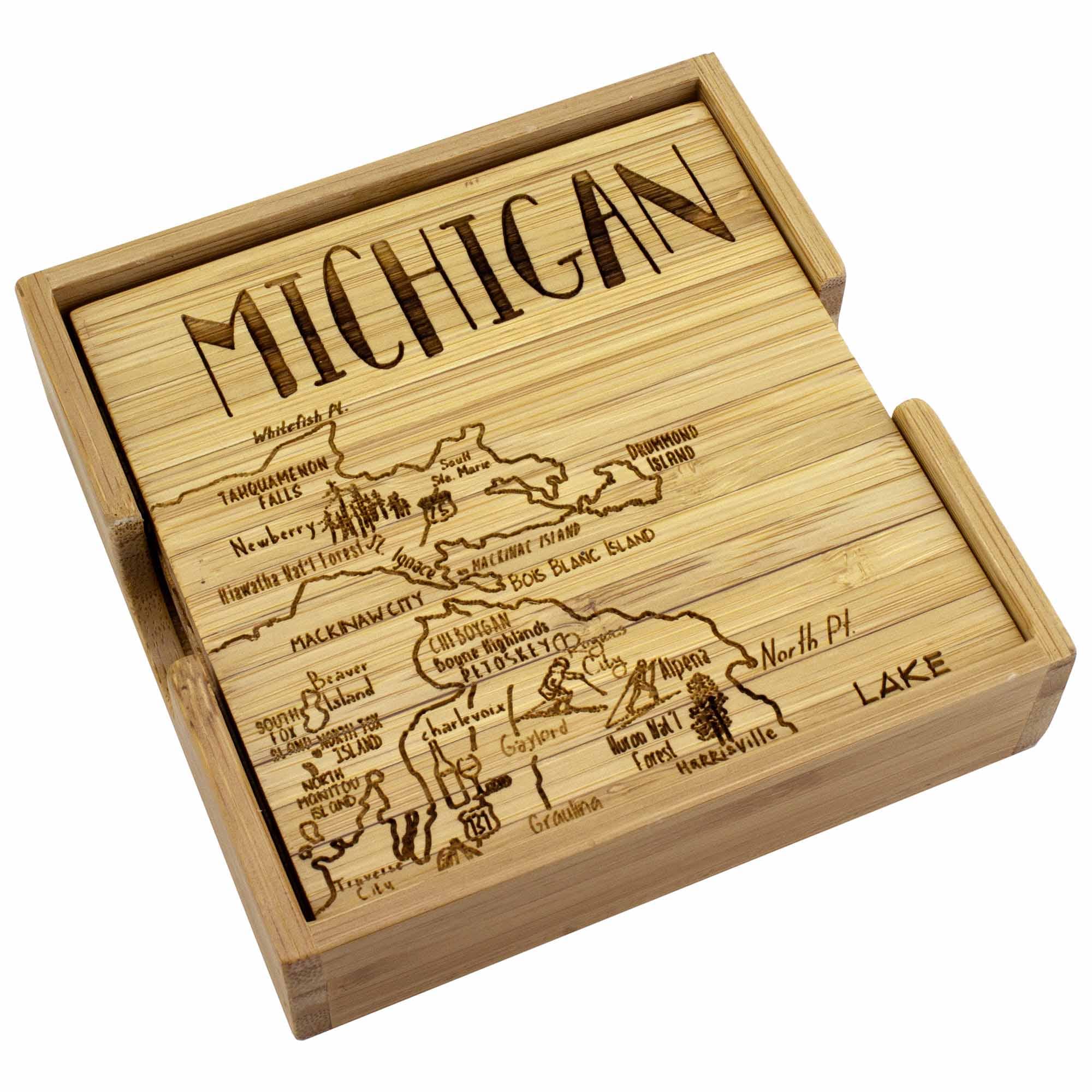 totally-bamboo-michigan-4-piece-puzzle-coaster-set-with-storage-case image 4