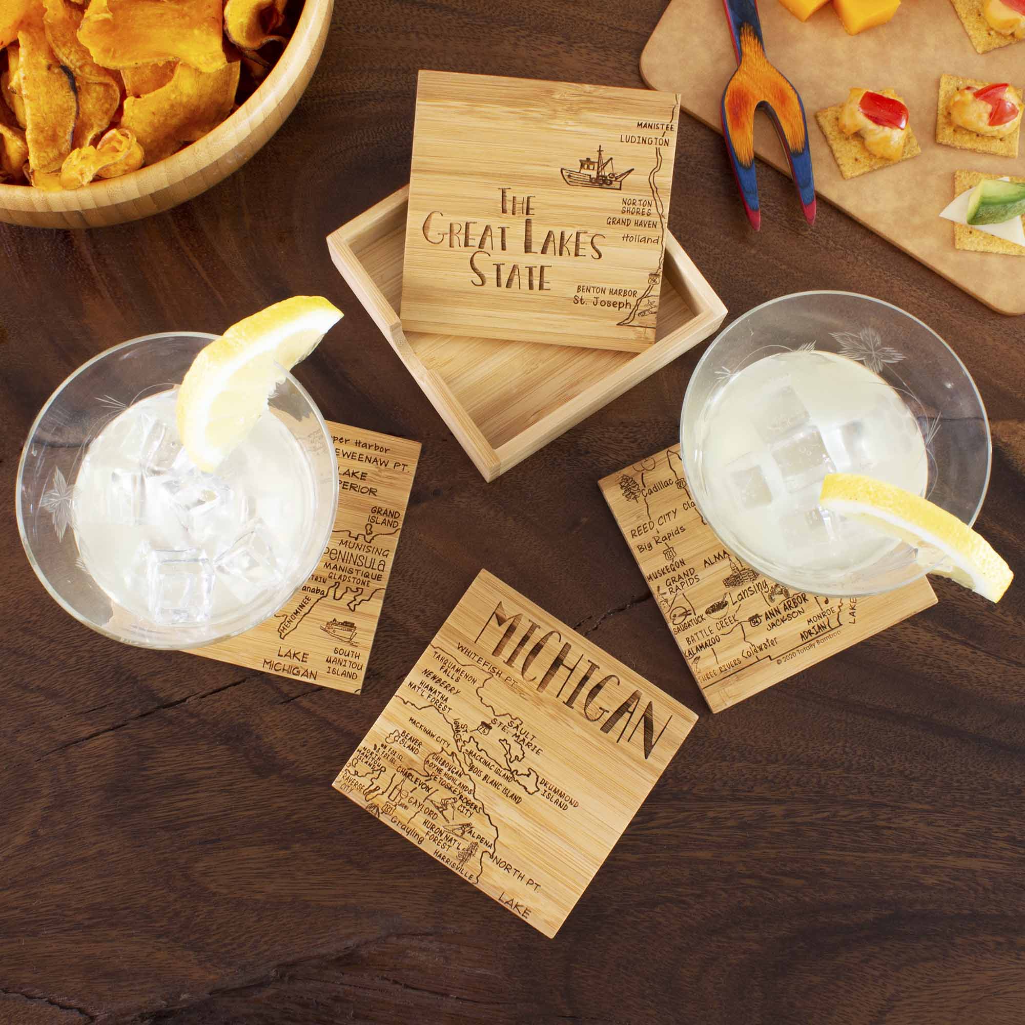 totally-bamboo-michigan-4-piece-puzzle-coaster-set-with-storage-case image 3