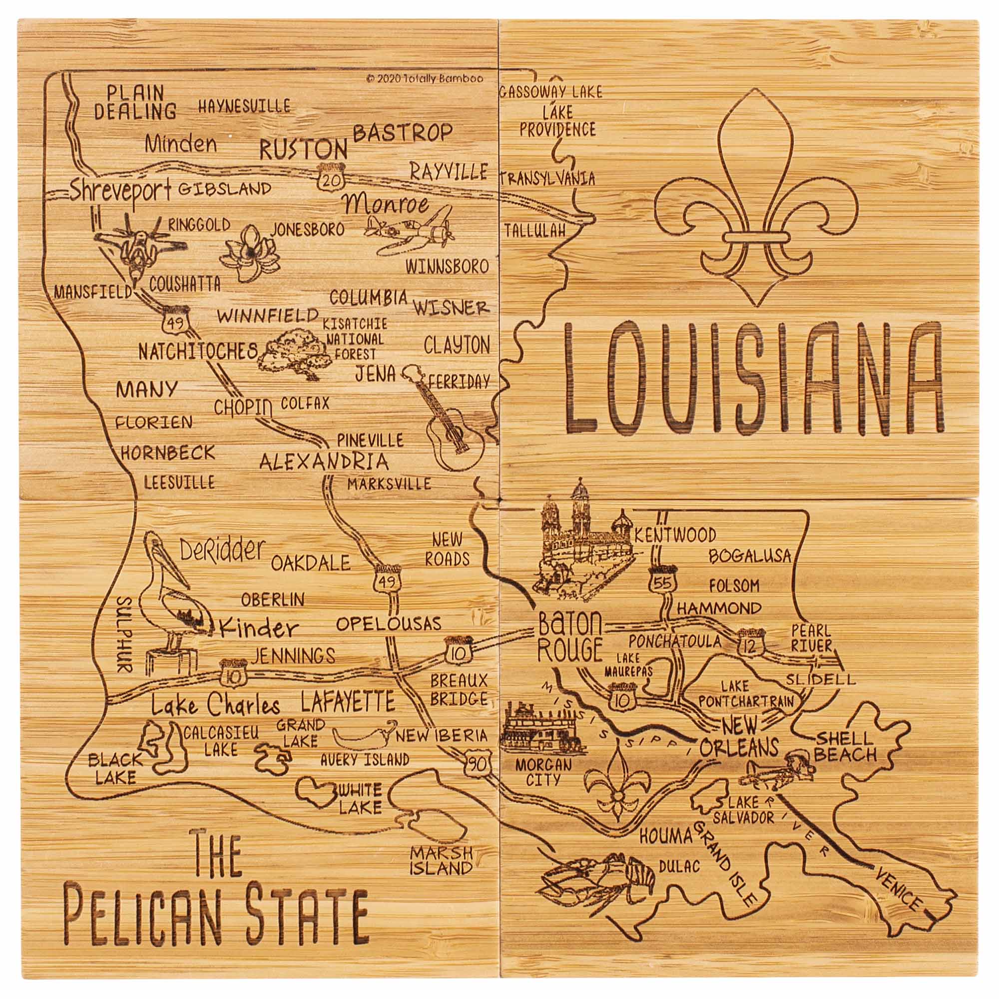 totally-bamboo-4-piece-louisiana-puzzle-coaster-set-with-case image 2