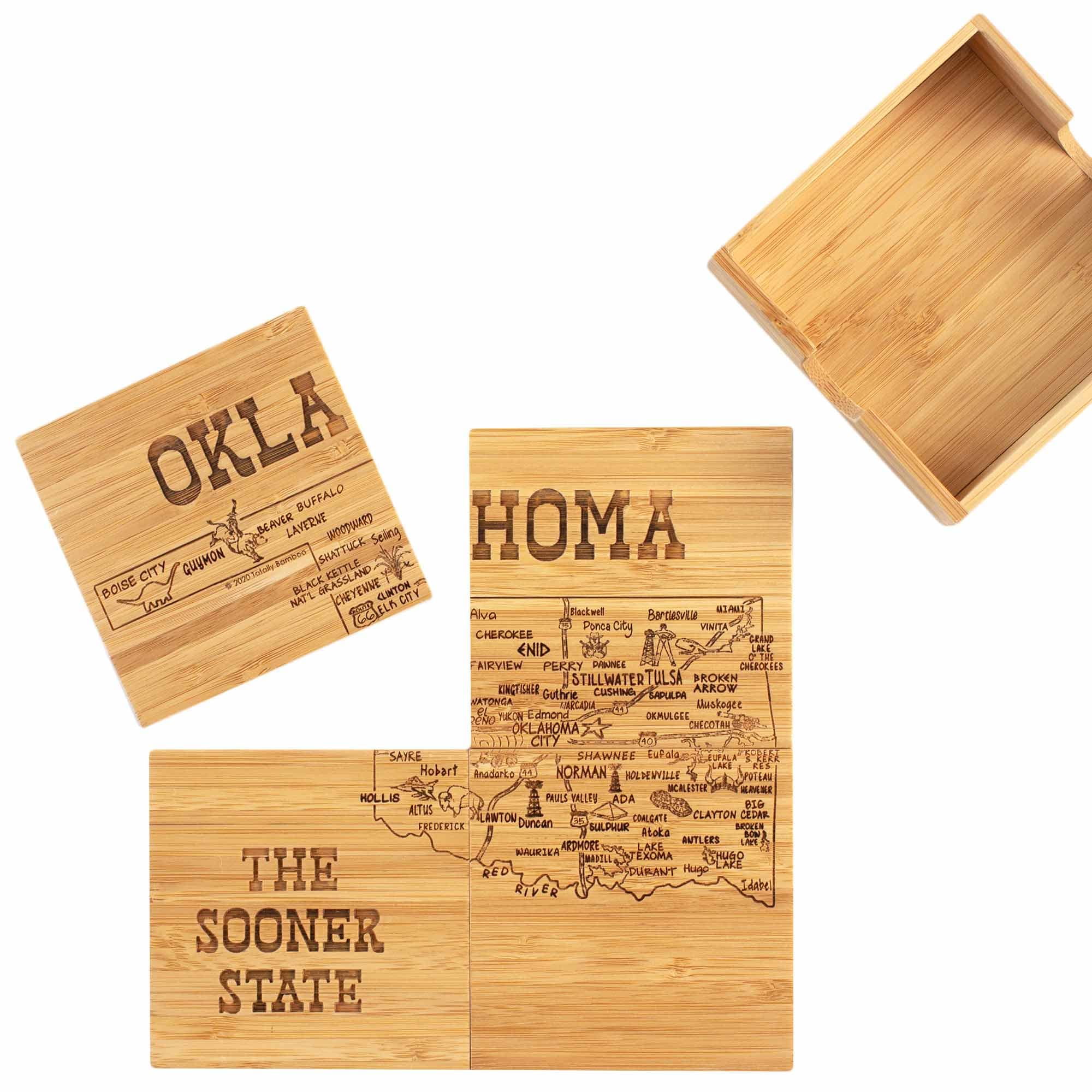 totally-bamboo-4-piece-oklahoma-puzzle-coaster-set-with-case image 1