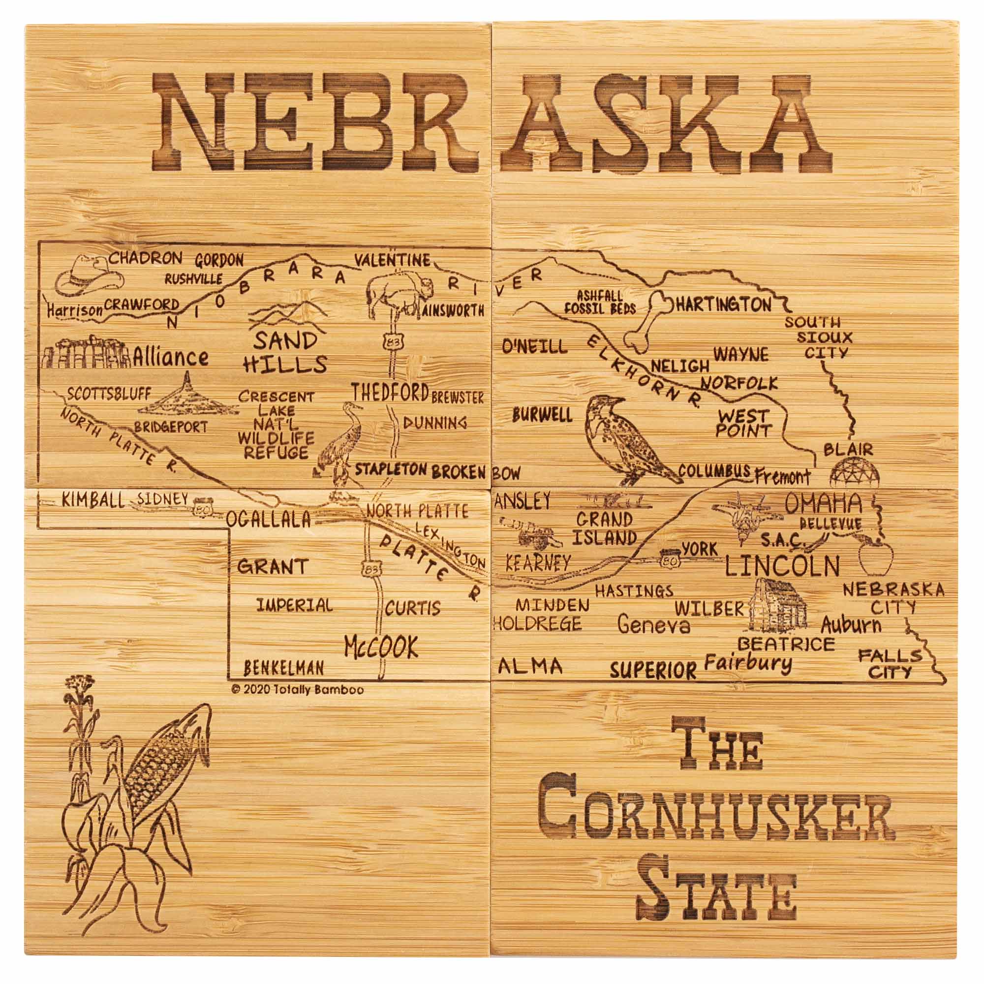 totally-bamboo-4-piece-nebraska-puzzle-coaster-set-with-case image 2