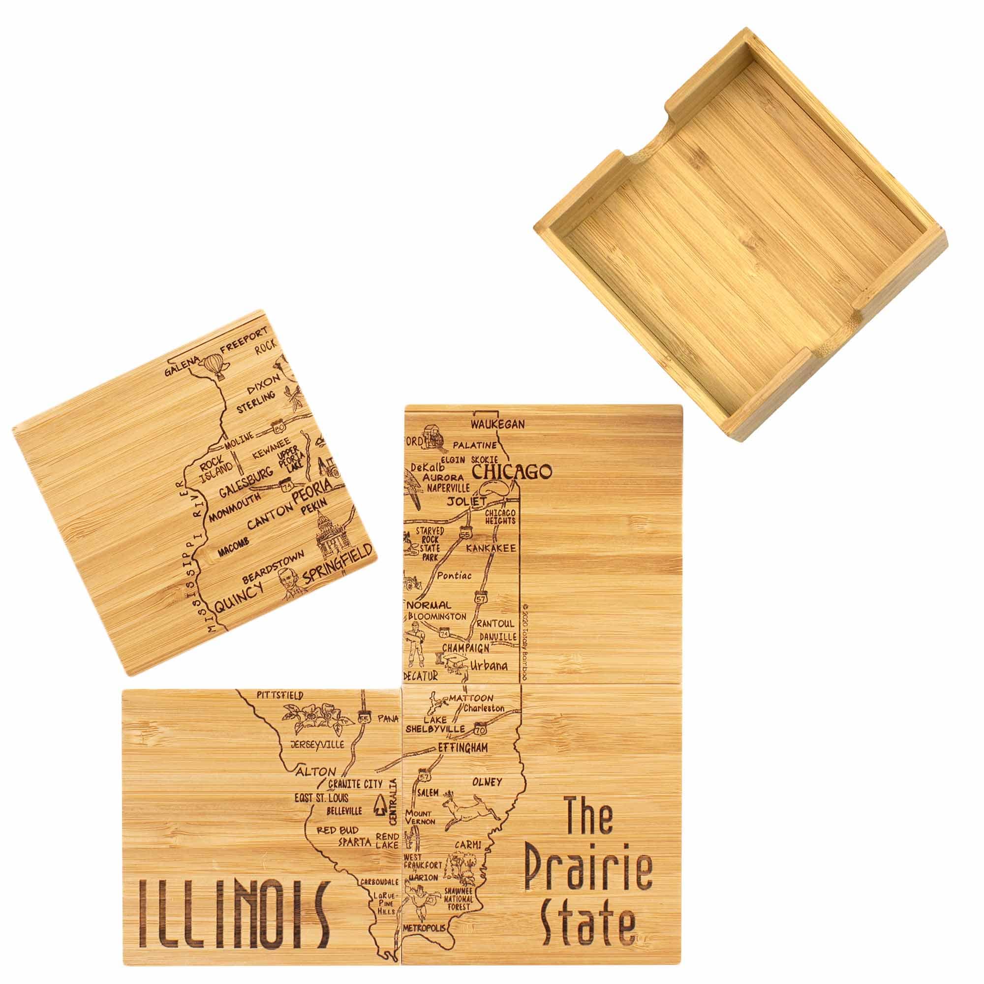 totally-bamboo-4-piece-illinois-puzzle-coaster-set-with-case image 1