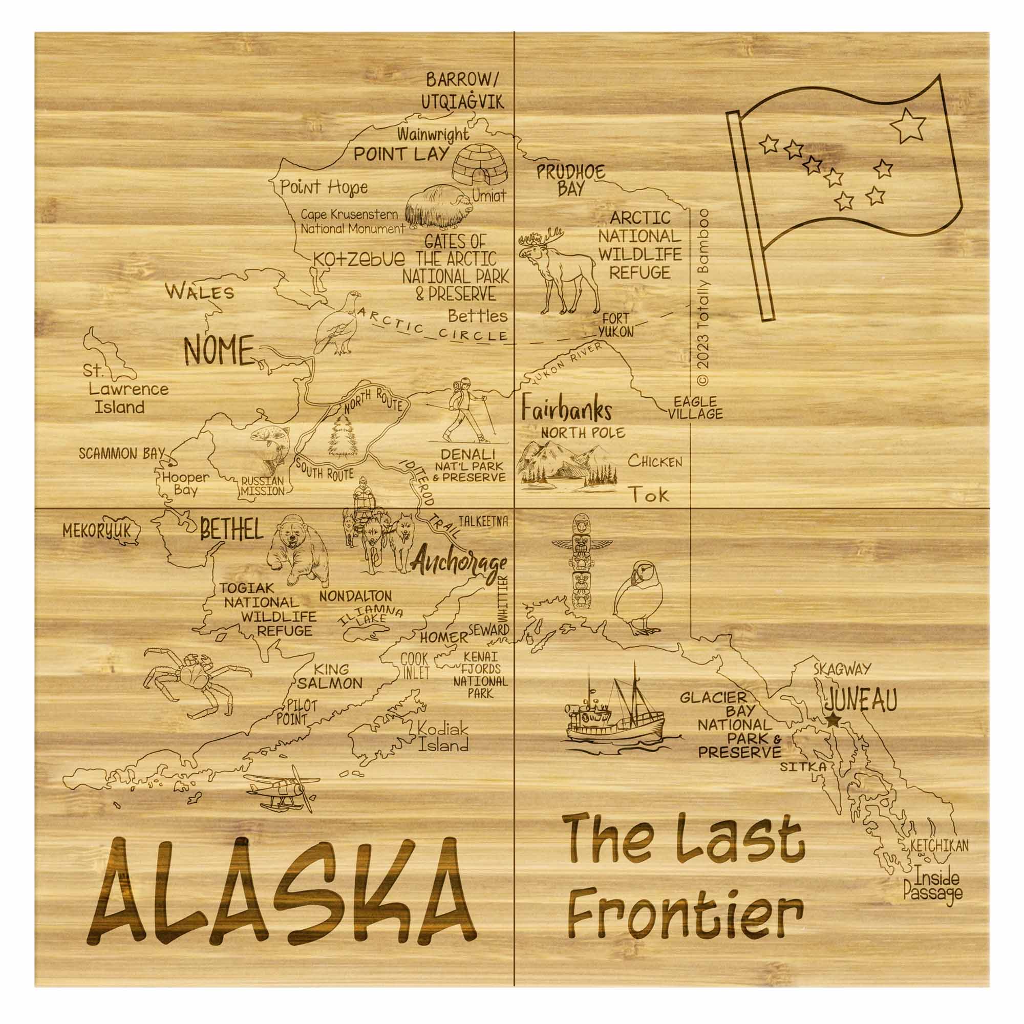 totally-bamboo-4-piece-alaska-puzzle-coaster-set-with-case image 2