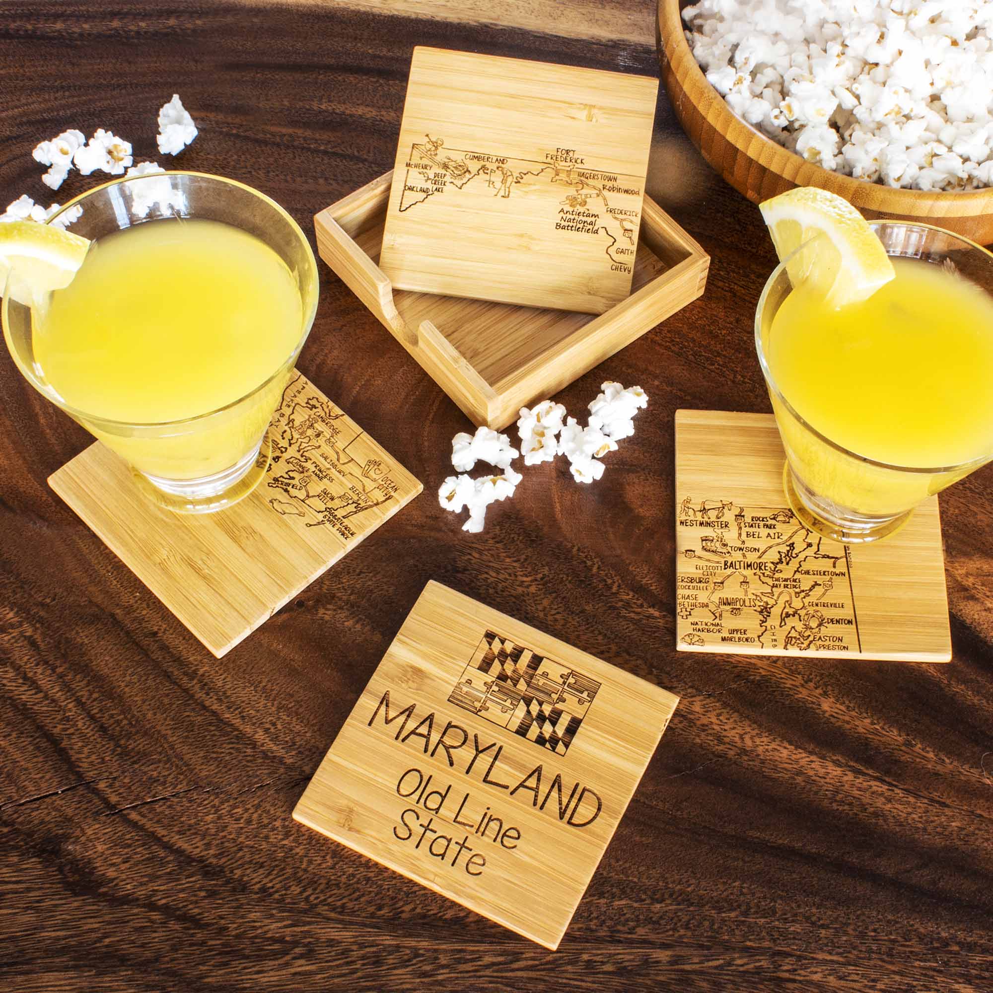 totally-bamboo-4-piece-maryland-puzzle-coaster-set-with-case-bamboo-coasters image 3