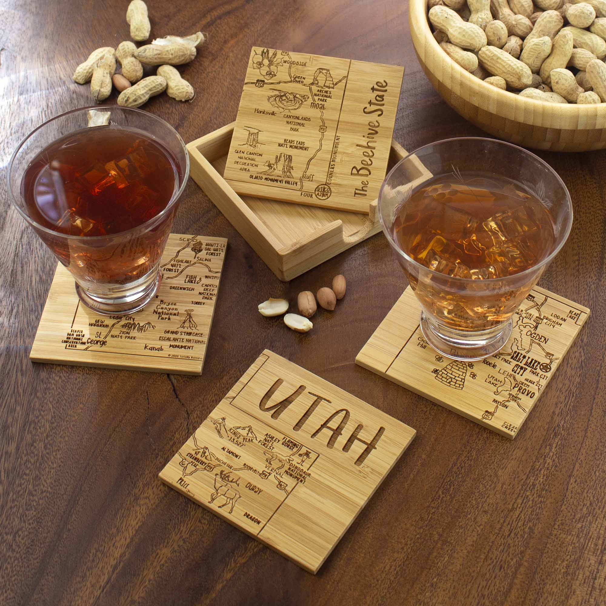 totally-bamboo-4-piece-utah-puzzle-coaster-set-with-case image 3