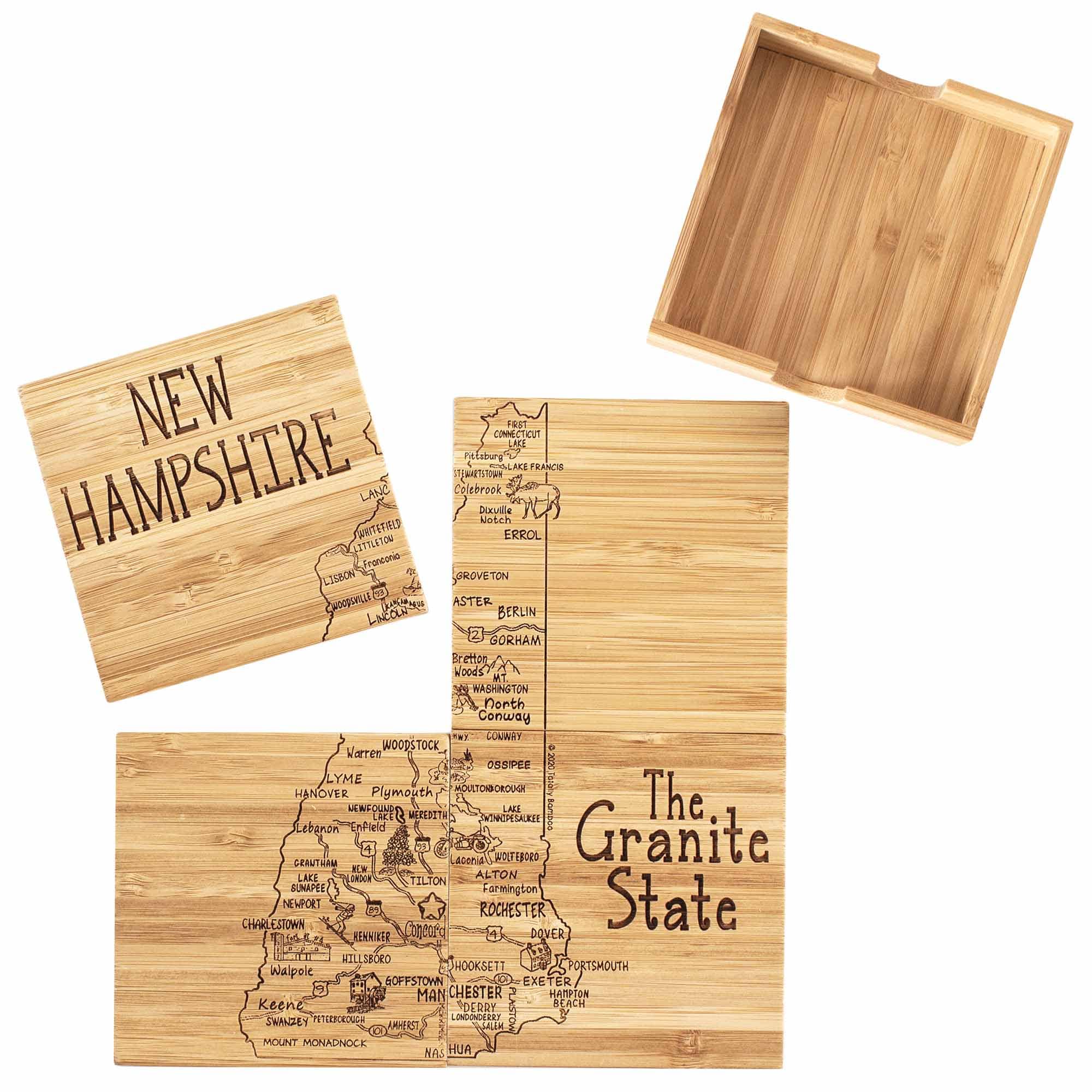totally-bamboo-4-piece-new-hampshire-puzzle-coaster-set-with-case image 1