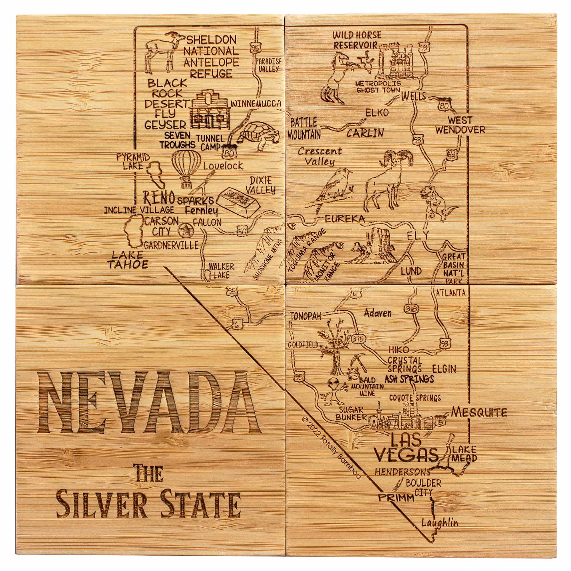 totally-bamboo-4-piece-nevada-puzzle-coaster-set-with-bamboo-case-laser-engraved image 2