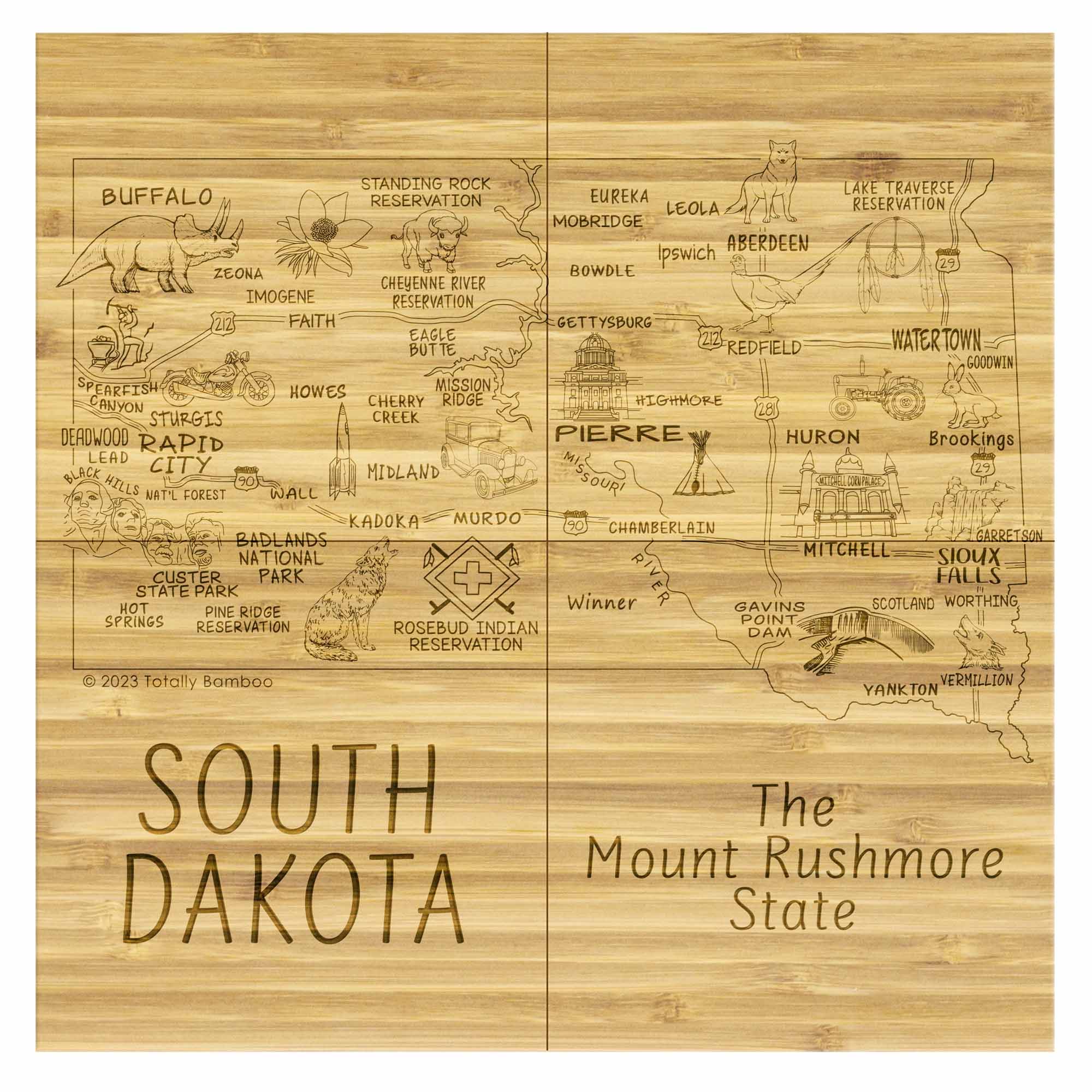 totally-bamboo-south-dakota-puzzle-coaster-set-with-case-4-piece image 2