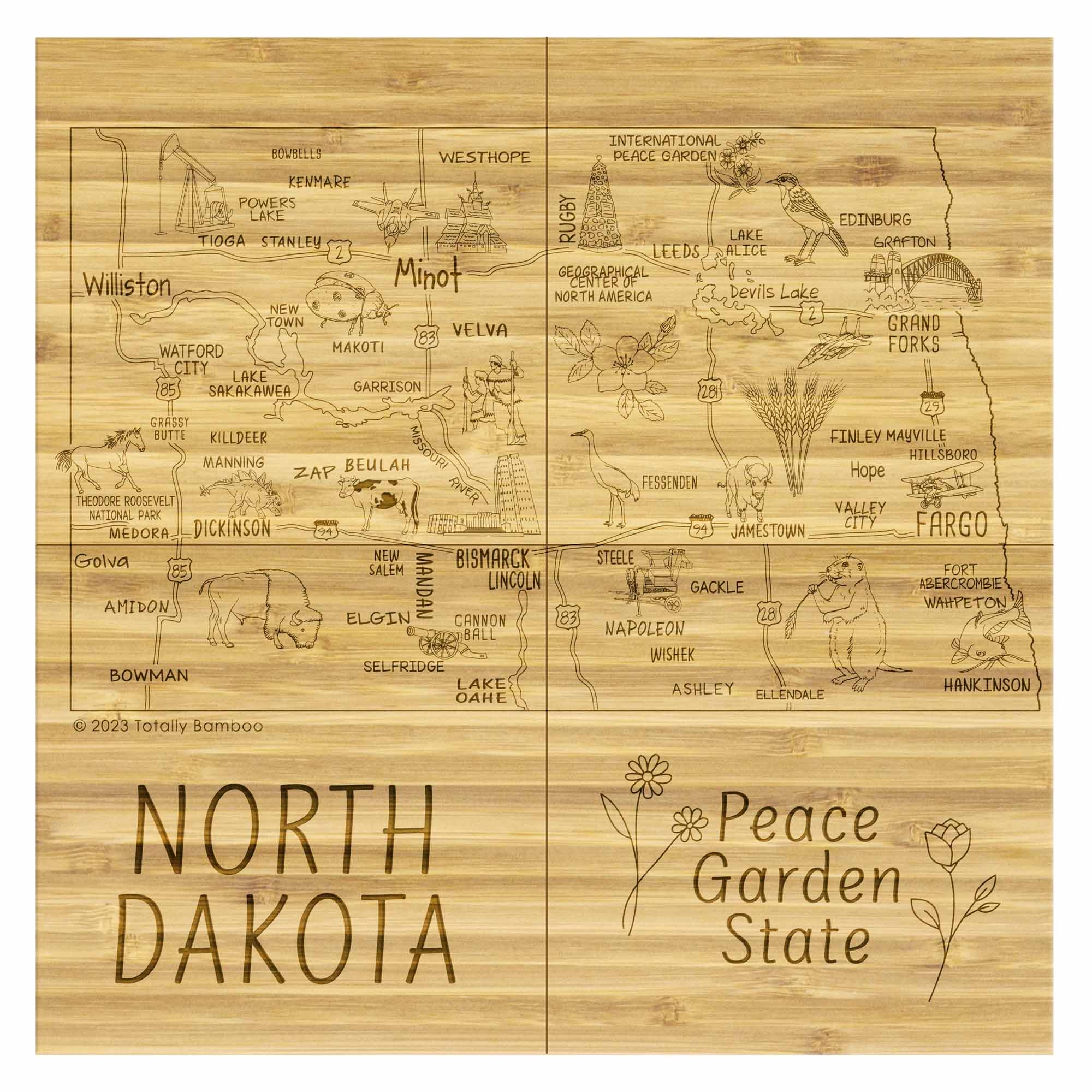 totally-bamboo-4-piece-north-dakota-puzzle-coaster-set-with-case image 2