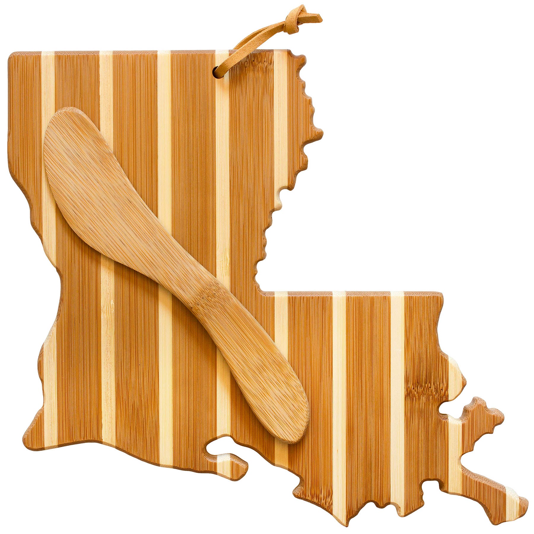 totally-bamboo-louisiana-serving-board-with-spreader-knife-gift-set image 1