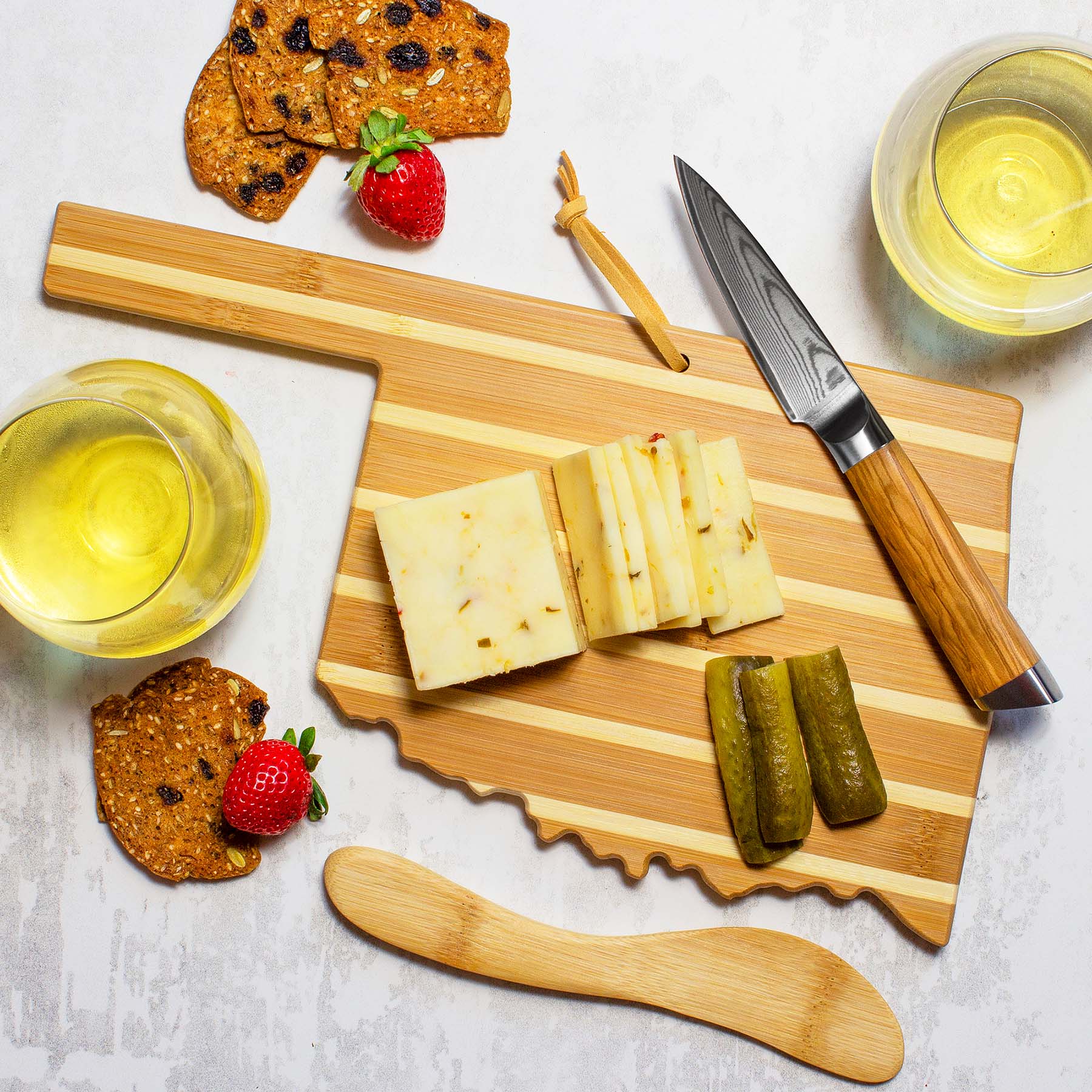 totally-bamboo-oklahoma-serving-board-with-spreader-knife-gift-set-bamboo-charcu image 4