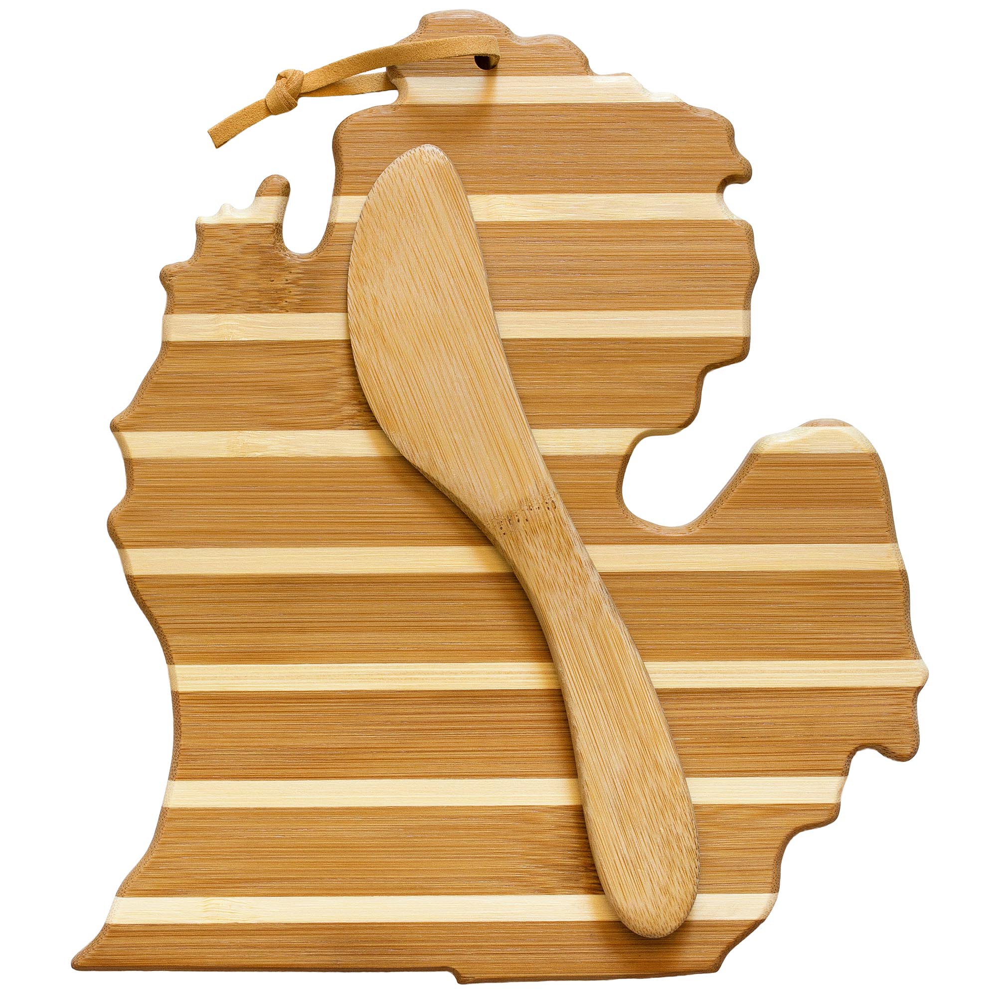 totally-bamboo-michigan-serving-board-with-spreader-knife-gift-set-bamboo-charcu image 1