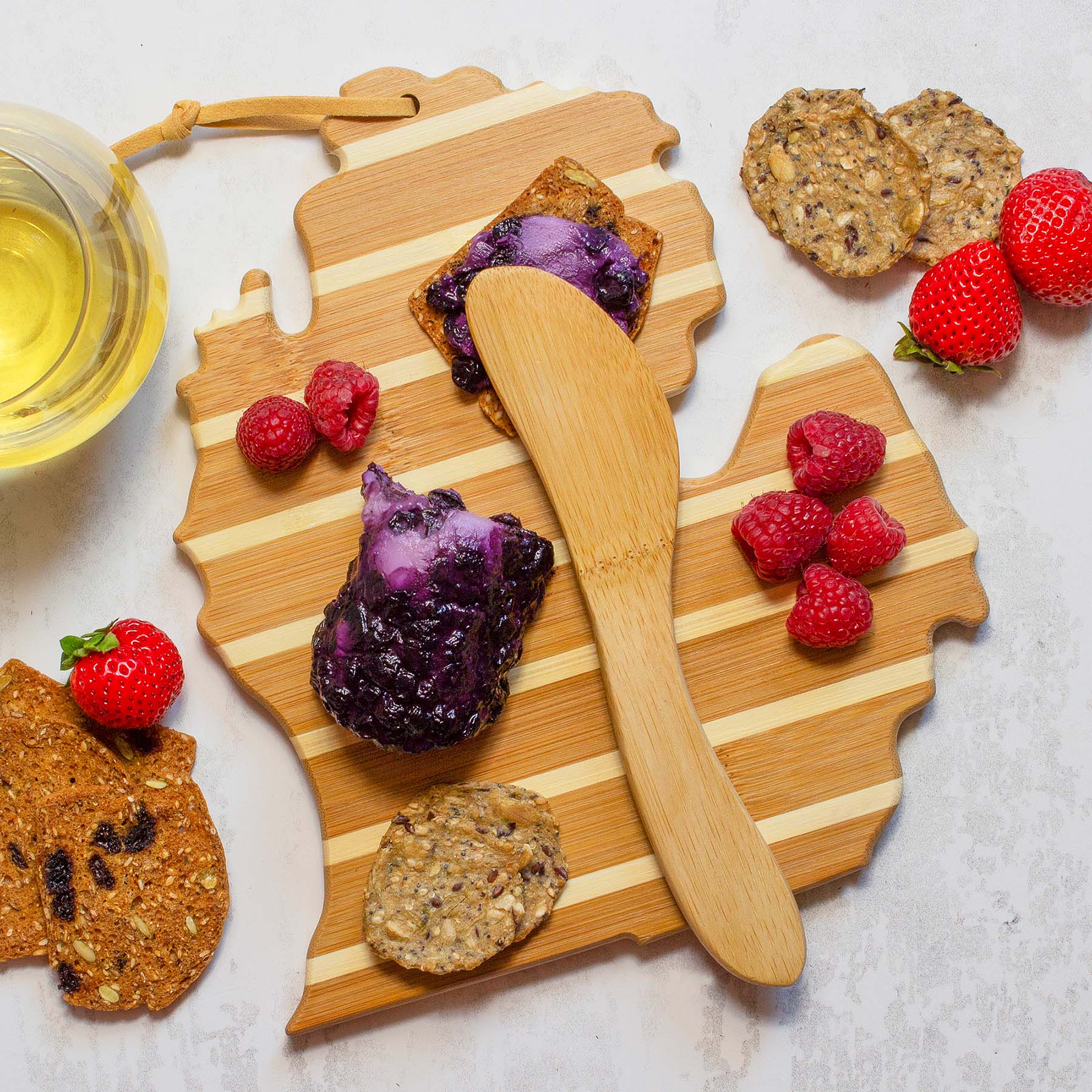 totally-bamboo-michigan-serving-board-with-spreader-knife-gift-set-bamboo-charcu image 2
