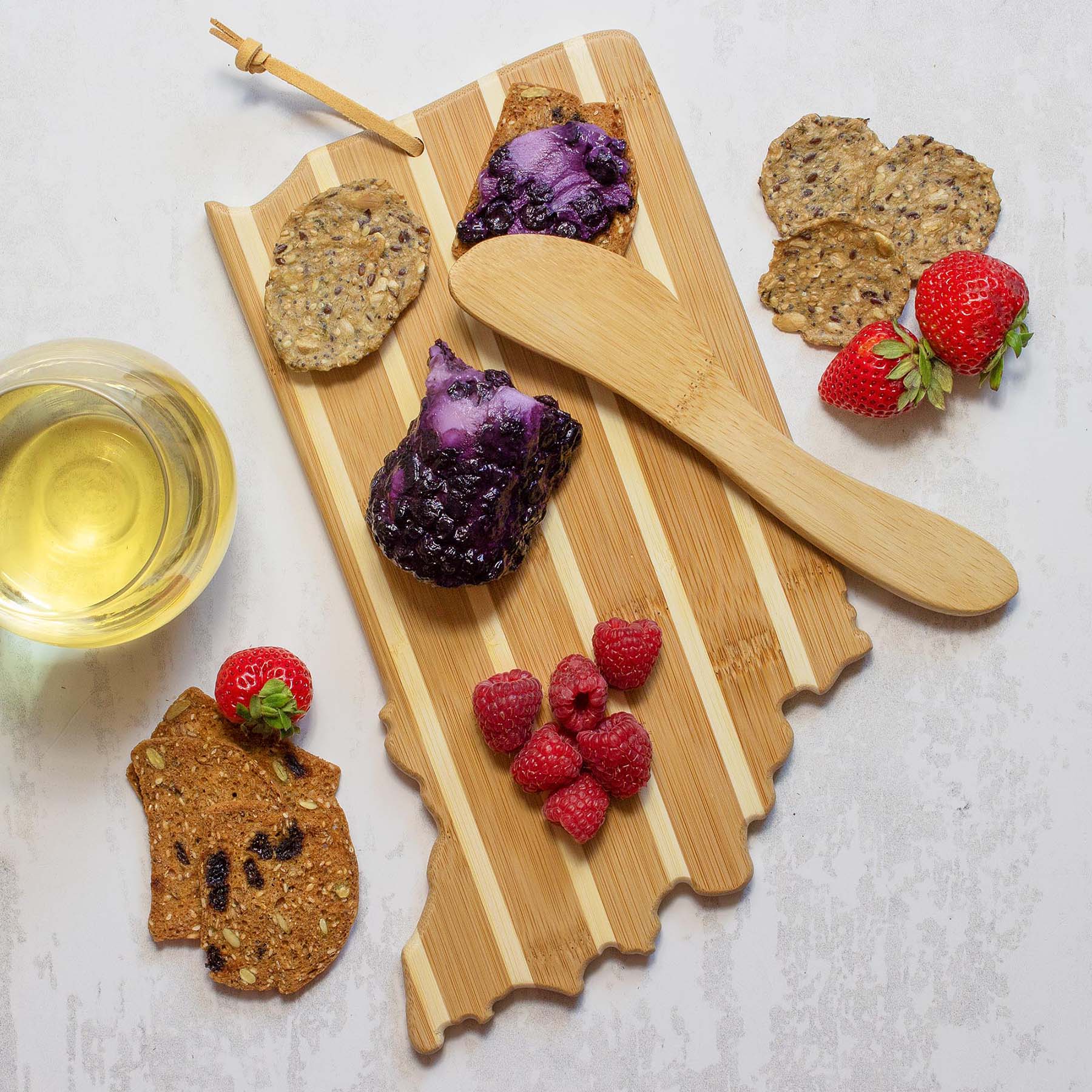 totally-bamboo-indiana-serving-board-with-spreader-knife-gift-set-state-shaped-b image 2