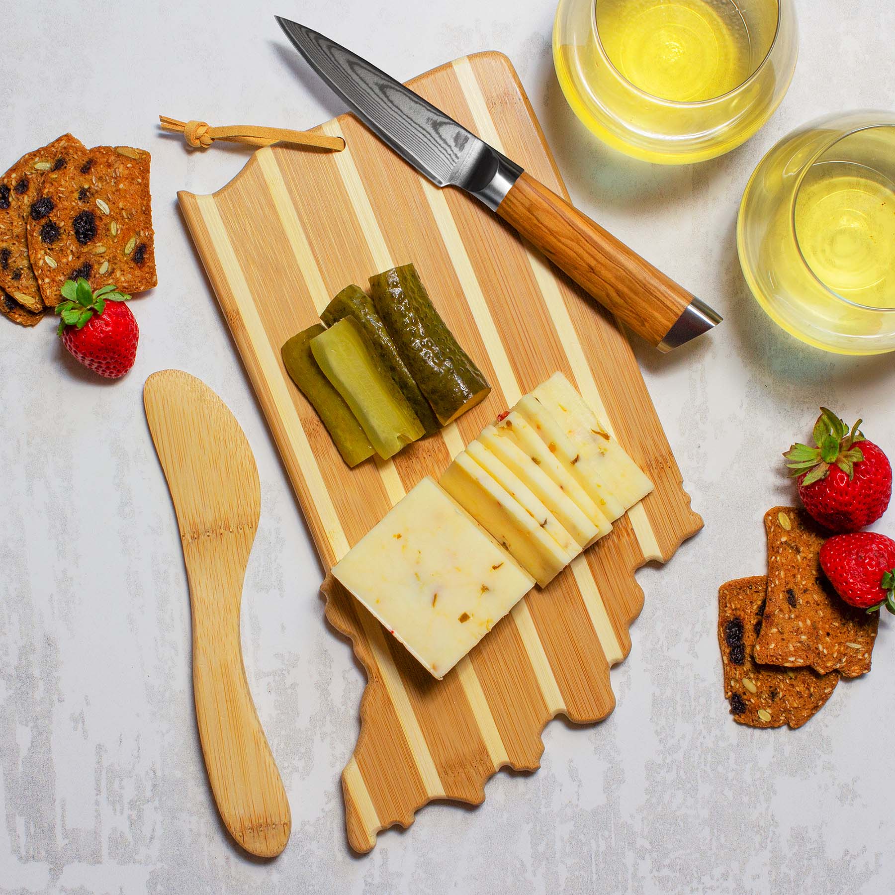 totally-bamboo-indiana-serving-board-with-spreader-knife-gift-set-state-shaped-b image 4