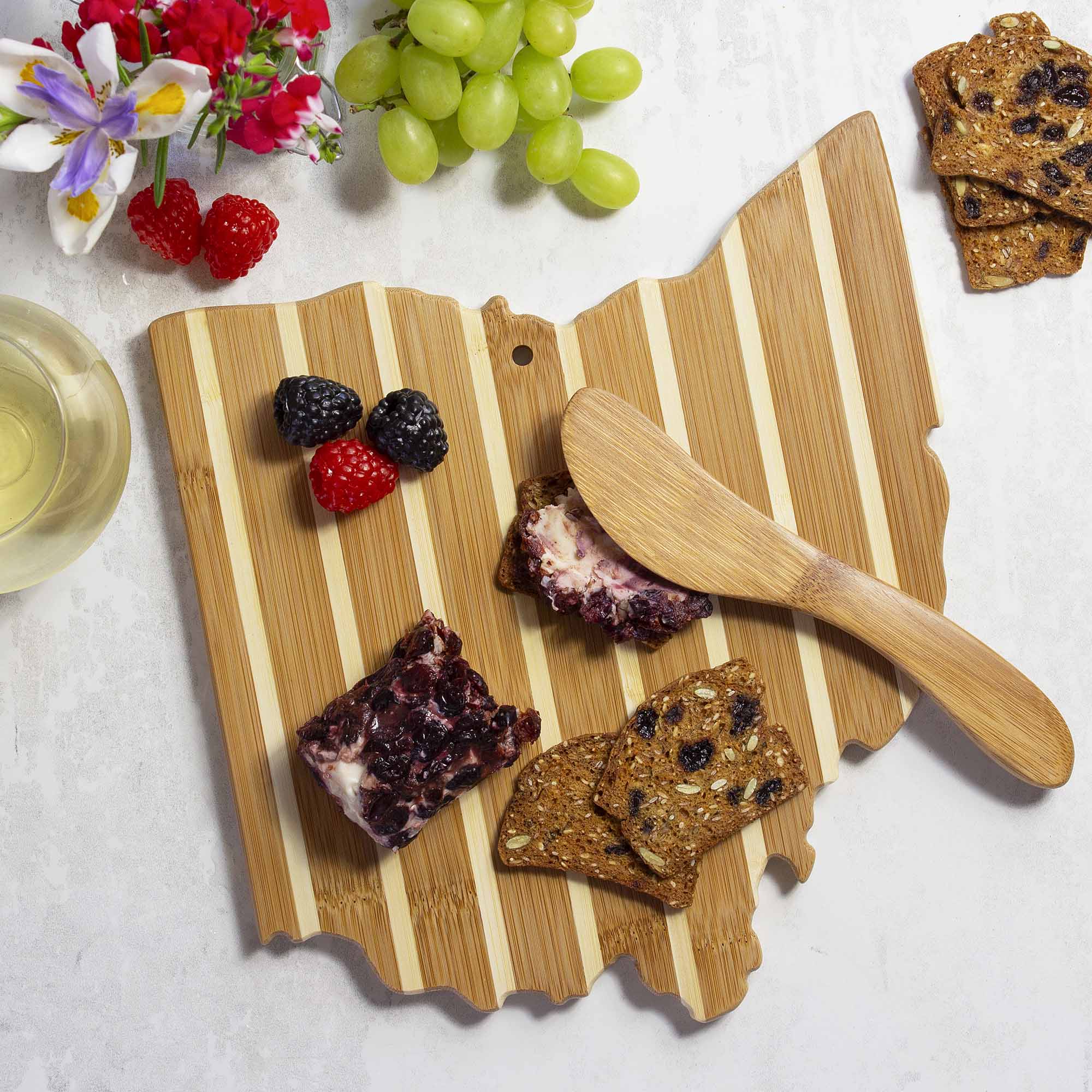 totally-bamboo-ohio-serving-board-with-spreader-knife-gift-set image 2