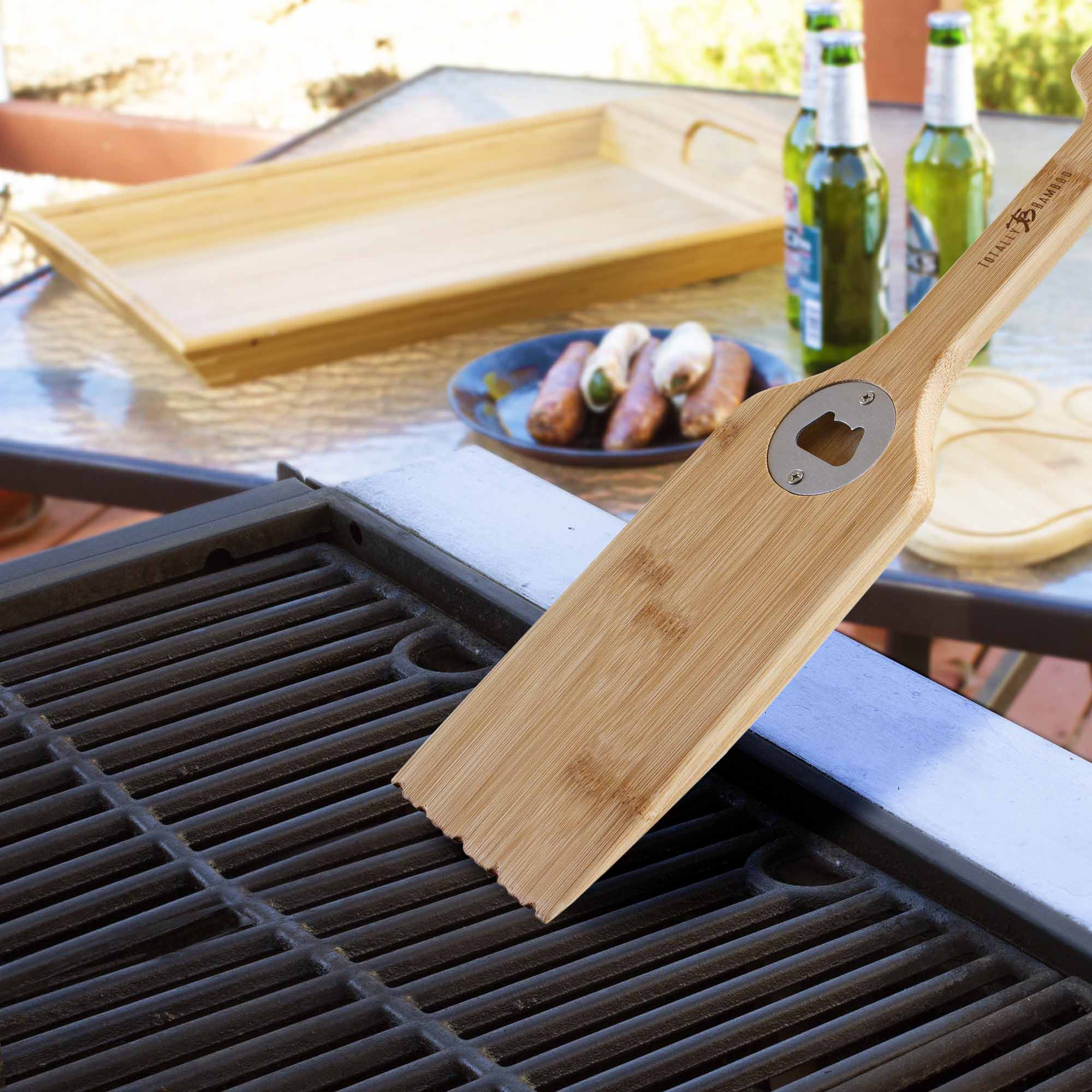 totally-bamboo-bristle-free-bbq-grill-scraper-with-bottle-opener image 2