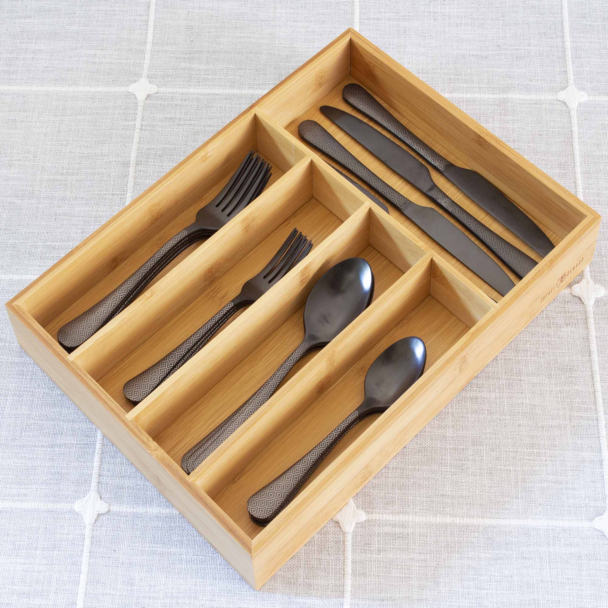 totally-bamboo-flatware-drawer-organizer-5-compartments image 3