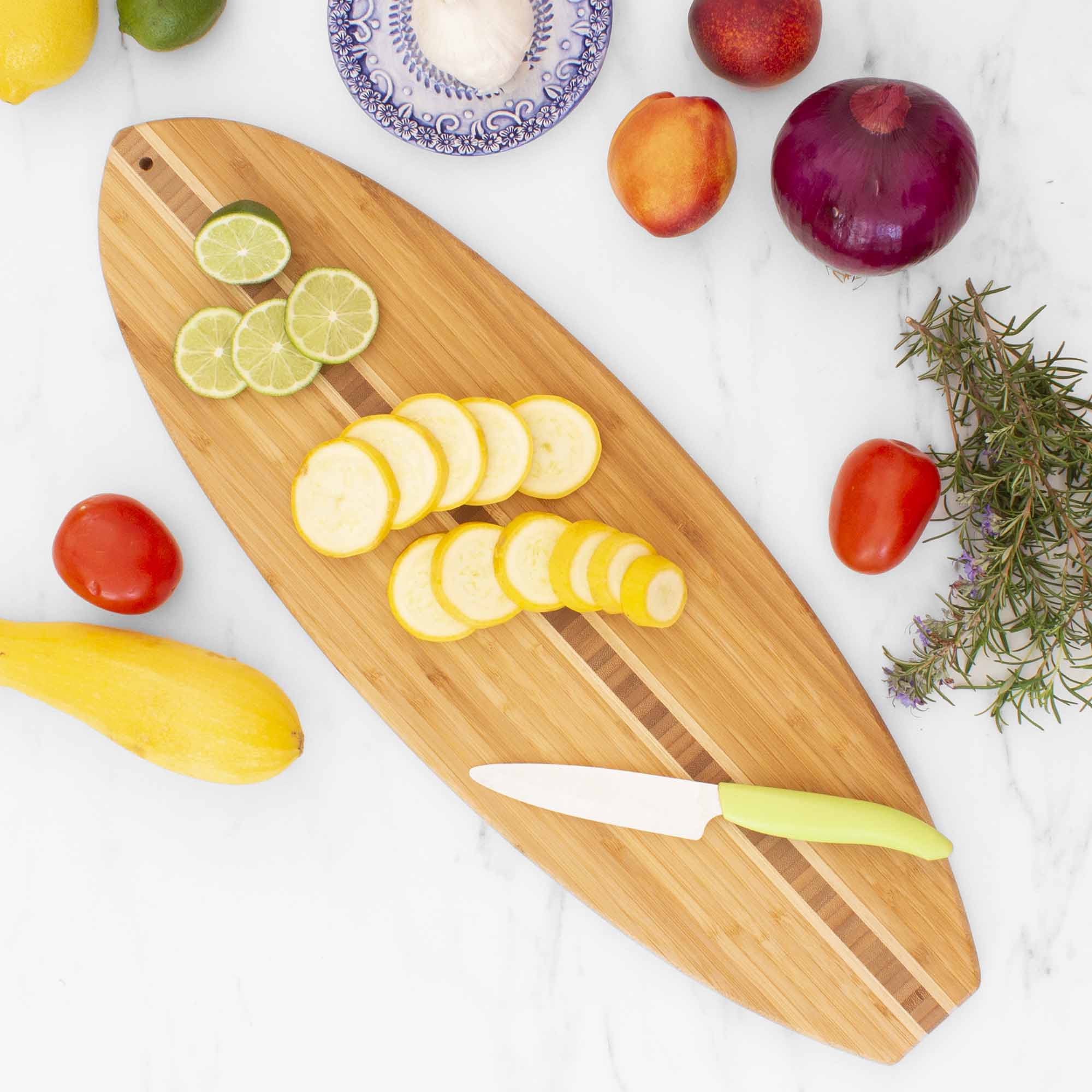 totally-bamboo-surfboard-shaped-cutting-board-23-x-7-1-2-bamboo-serving-prep-boa image 3