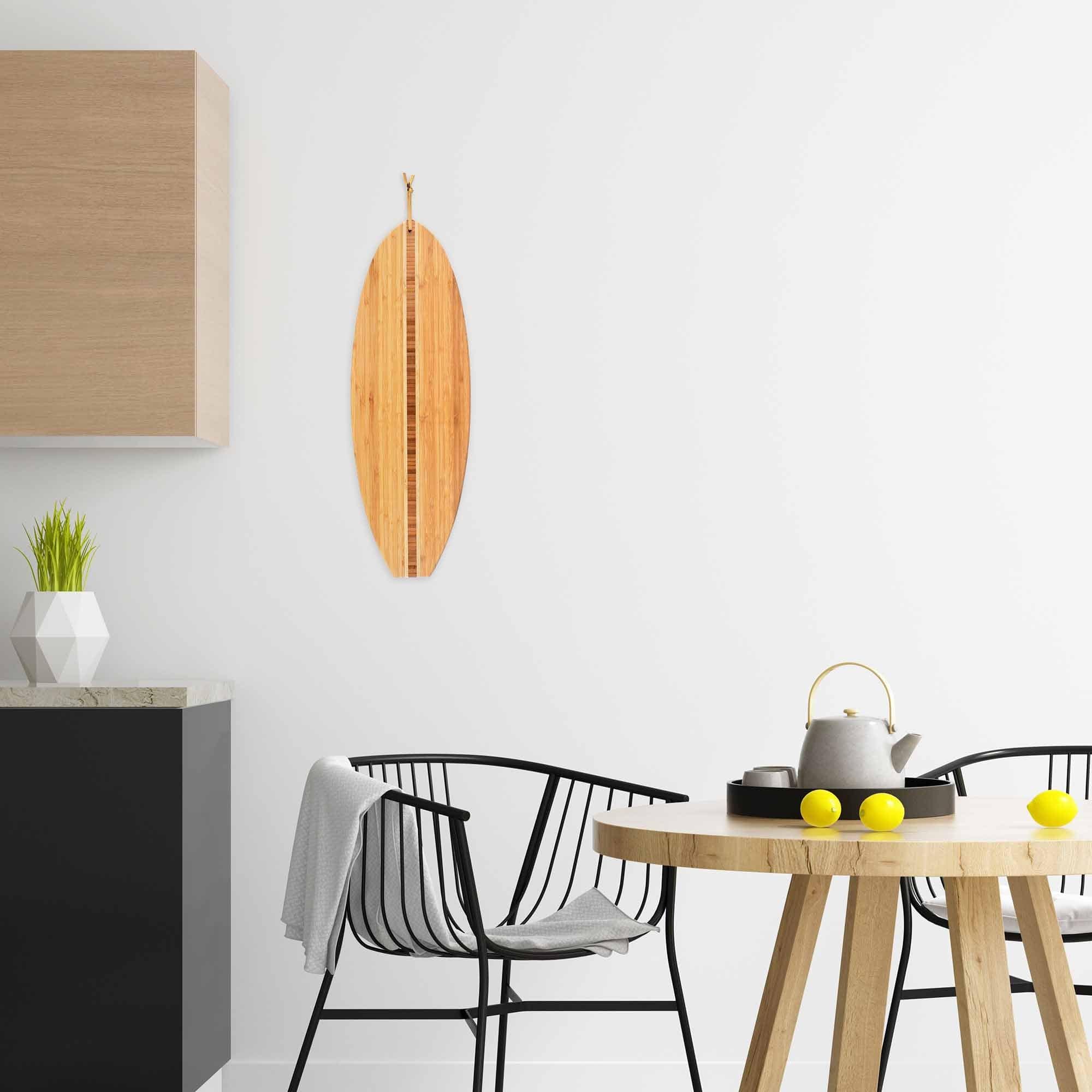 totally-bamboo-surfboard-shaped-cutting-board-23-x-7-1-2-bamboo-serving-prep-boa image 4