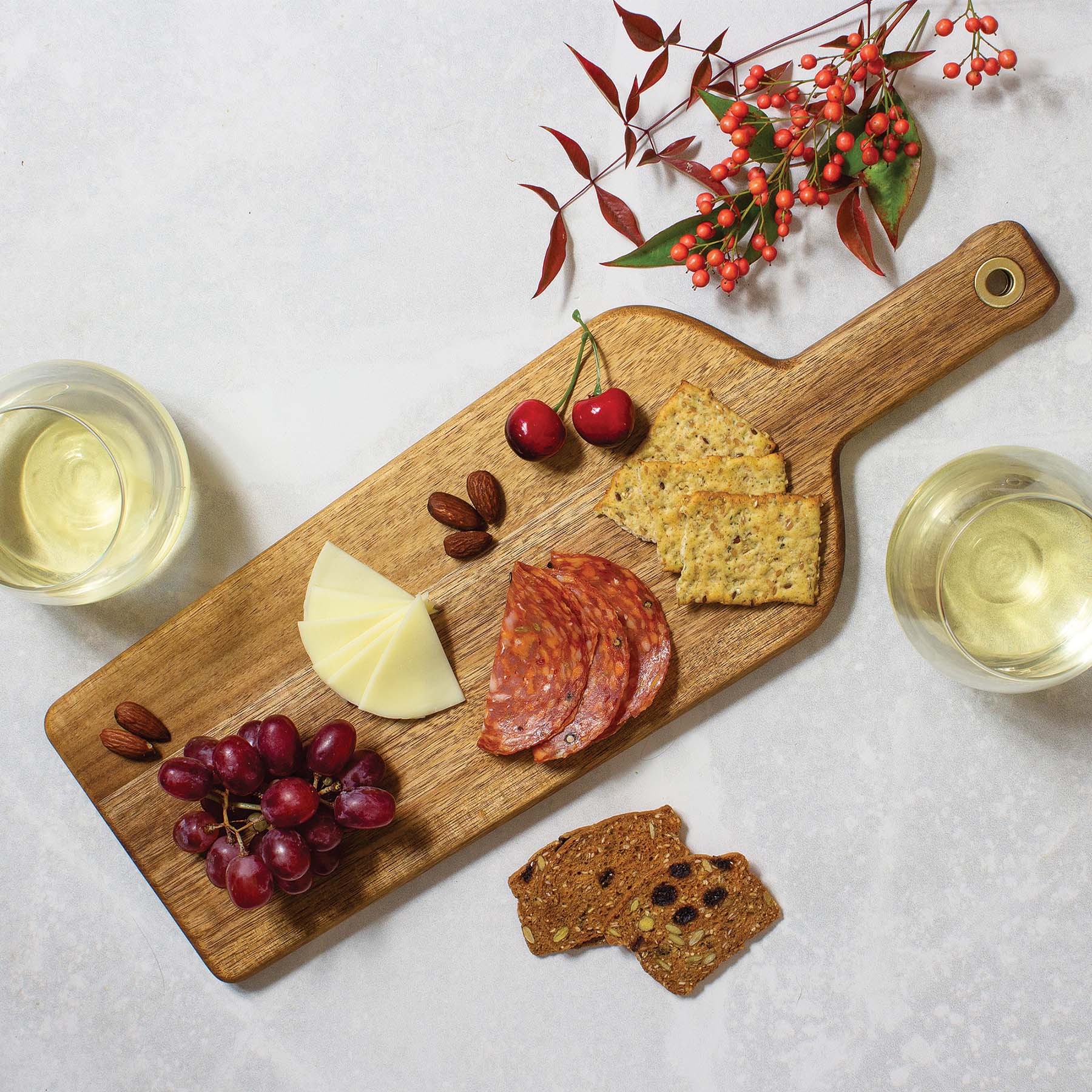 totally-bamboo-rock-branch-acacia-wood-wine-bottle-shaped-cutting-board image 3