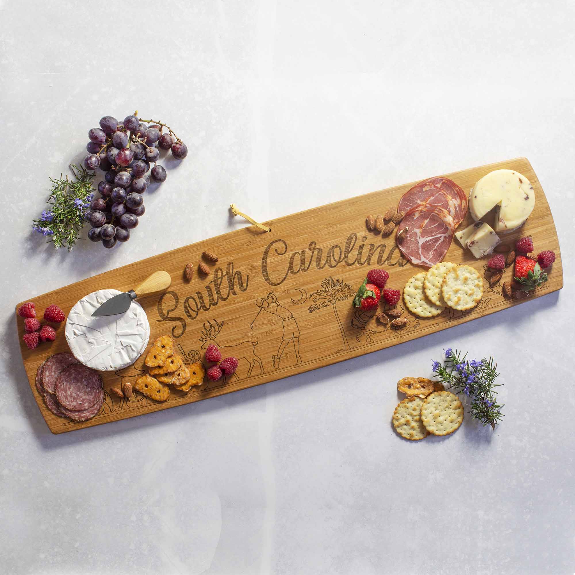 totally-bamboo-south-carolina-engraved-xl-charcuterie-board-30-x-8-1-2-state-art image 2