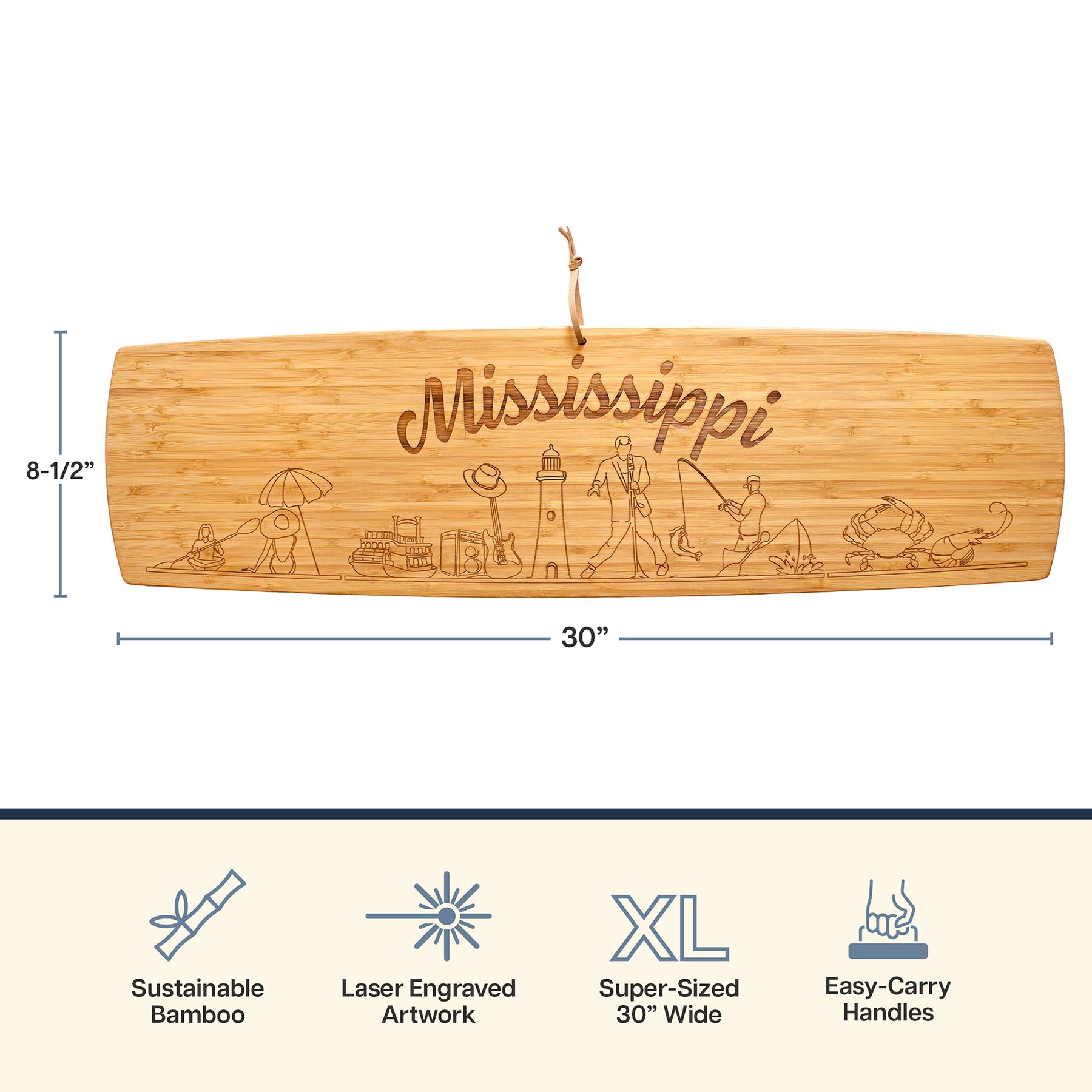totally-bamboo-mississippi-engraved-xl-charcuterie-board-30-x-8-5 image 5