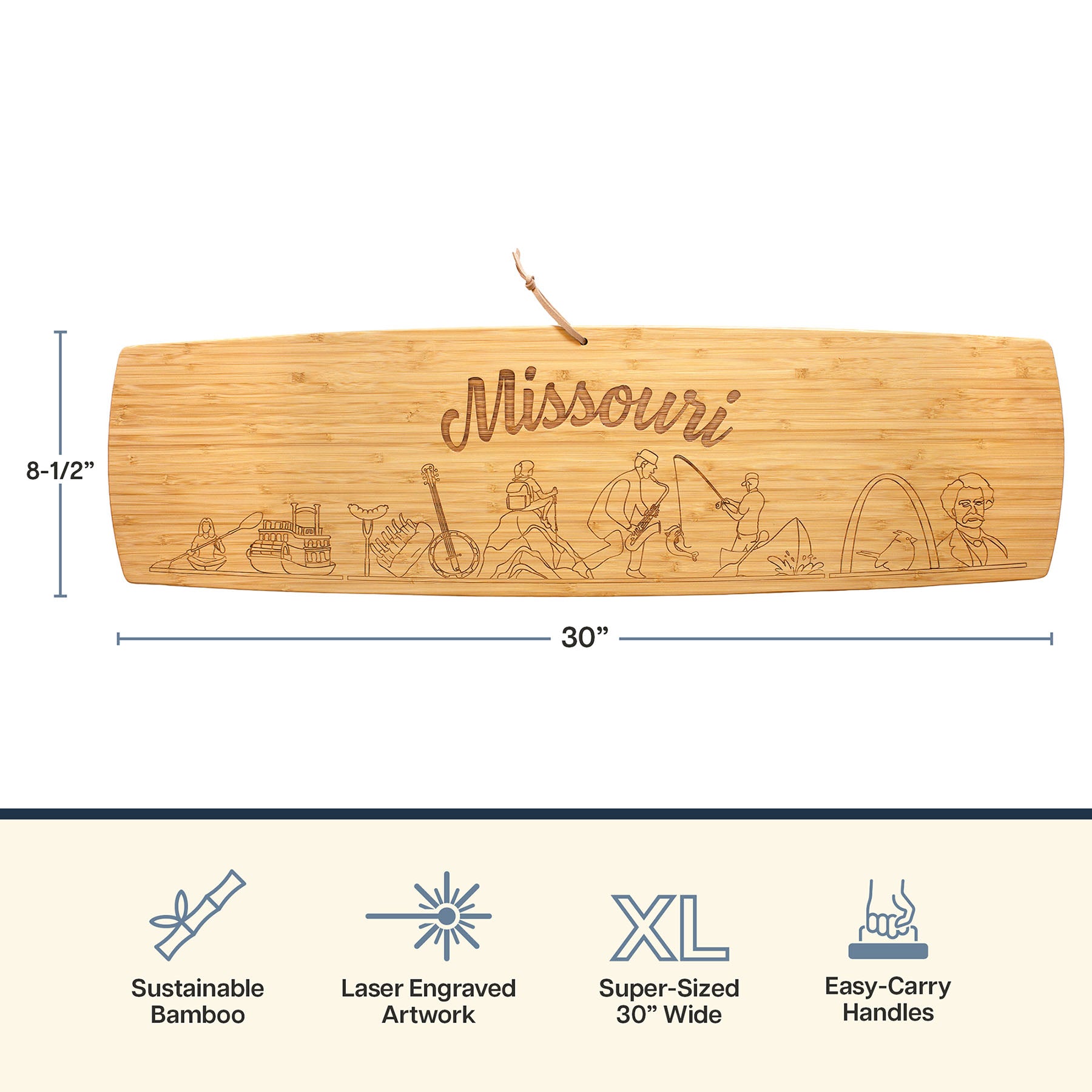 totally-bamboo-missouri-engraved-xl-charcuterie-board-30-x-8-5 image 5