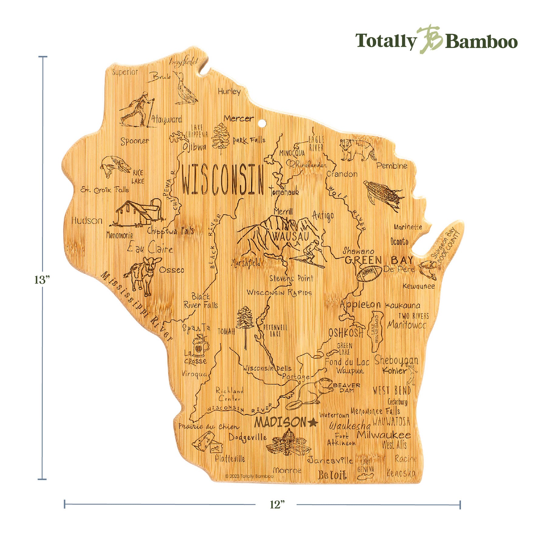 totally-bamboo-destination-wisconsin-cutting-board-12-x-13 image 8