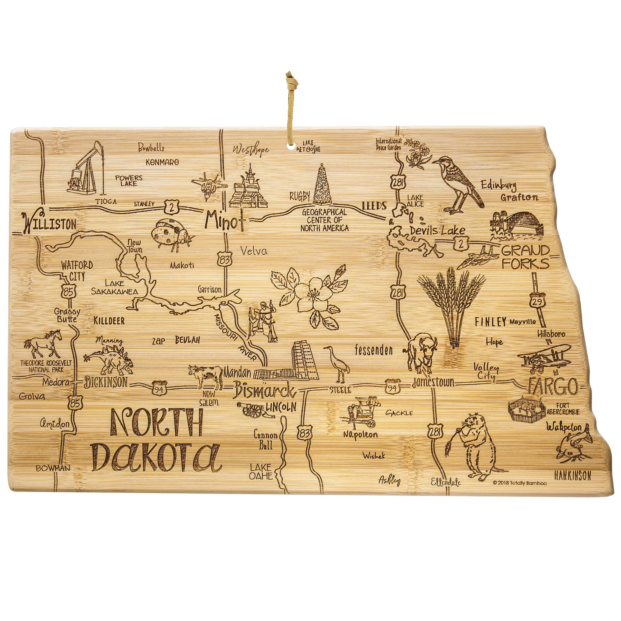 totally-bamboo-destination-north-dakota-cutting-board-9-3-4-x-16 image 1