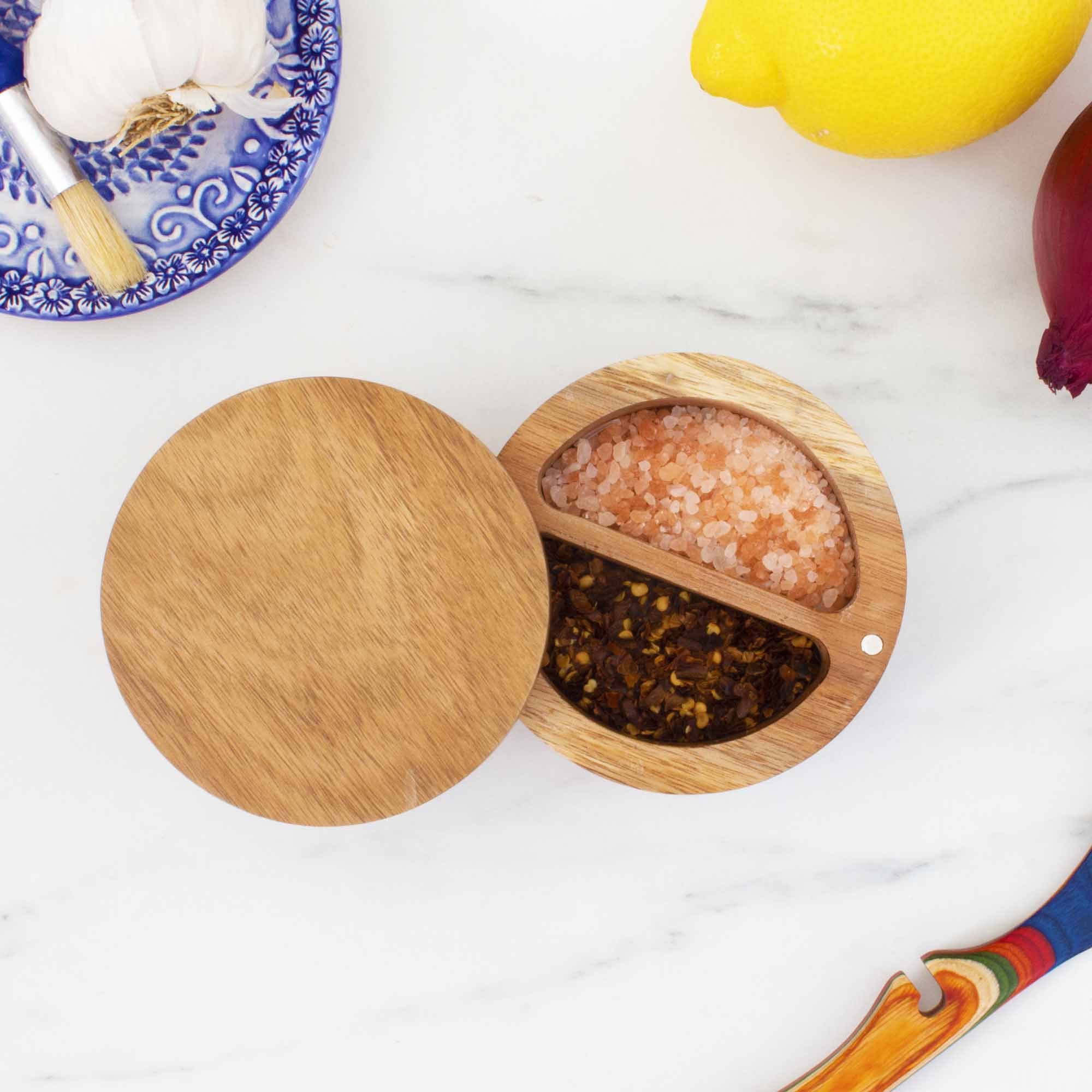 rock-branch-duet-salt-cellar-by-totally-bamboo-7-oz-acacia-wood-two-compartment image 3