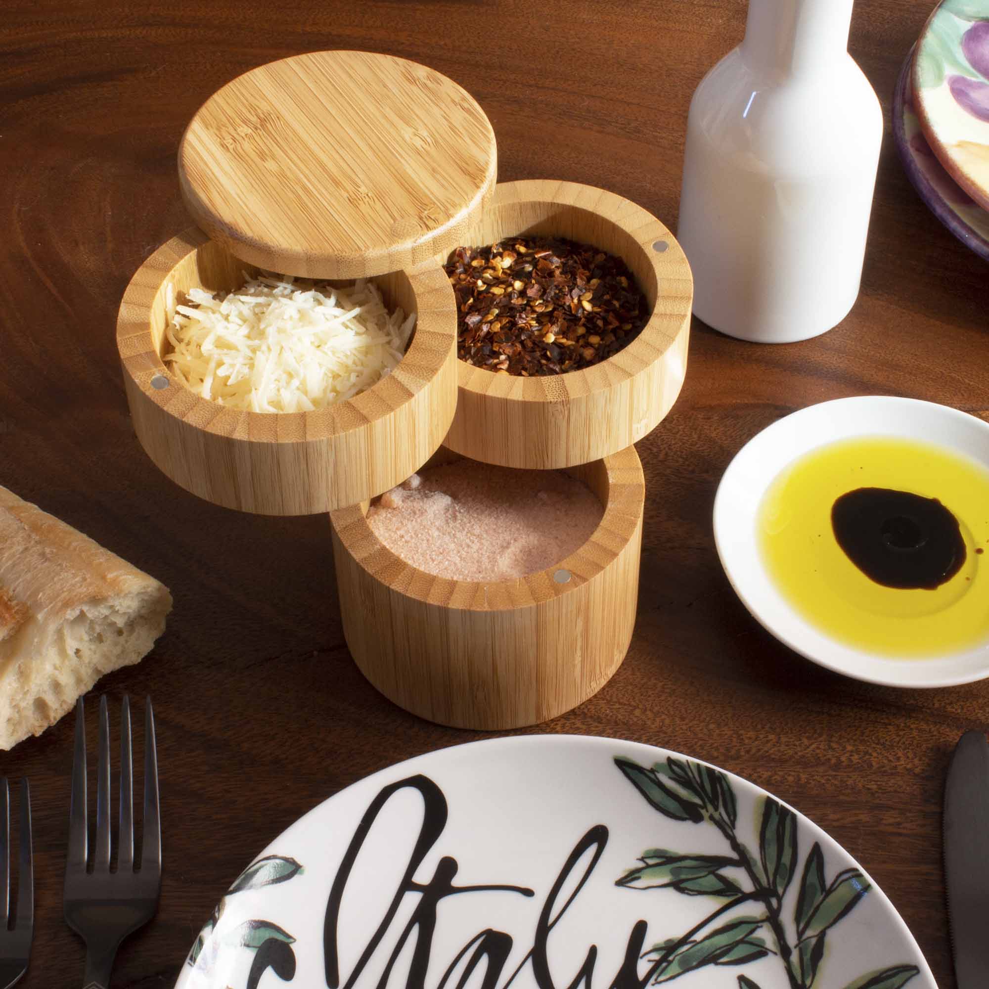 totally-bamboo-triple-salt-cellar-with-swivel-lids-1-1-3-cups-capacity image 2
