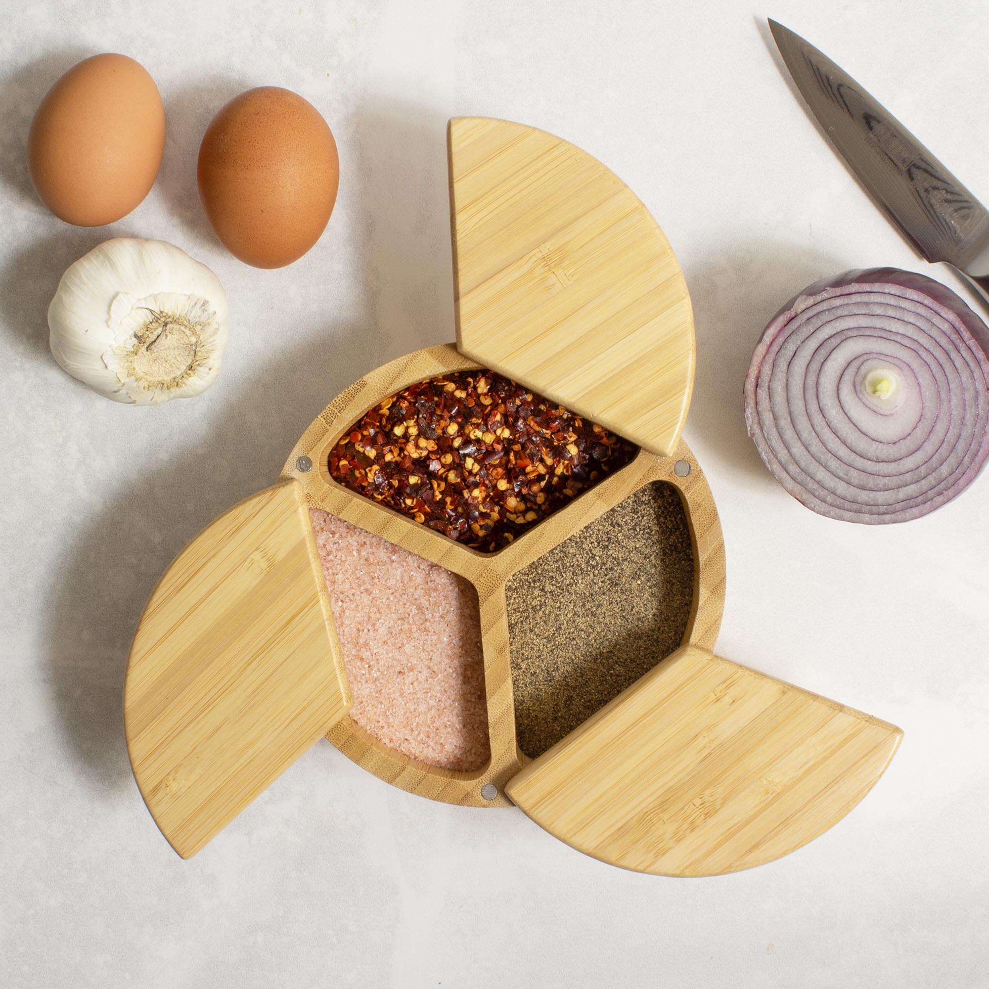 totally-bamboo-trio-salt-cellar-3-compartment-bamboo-salt-box image 3