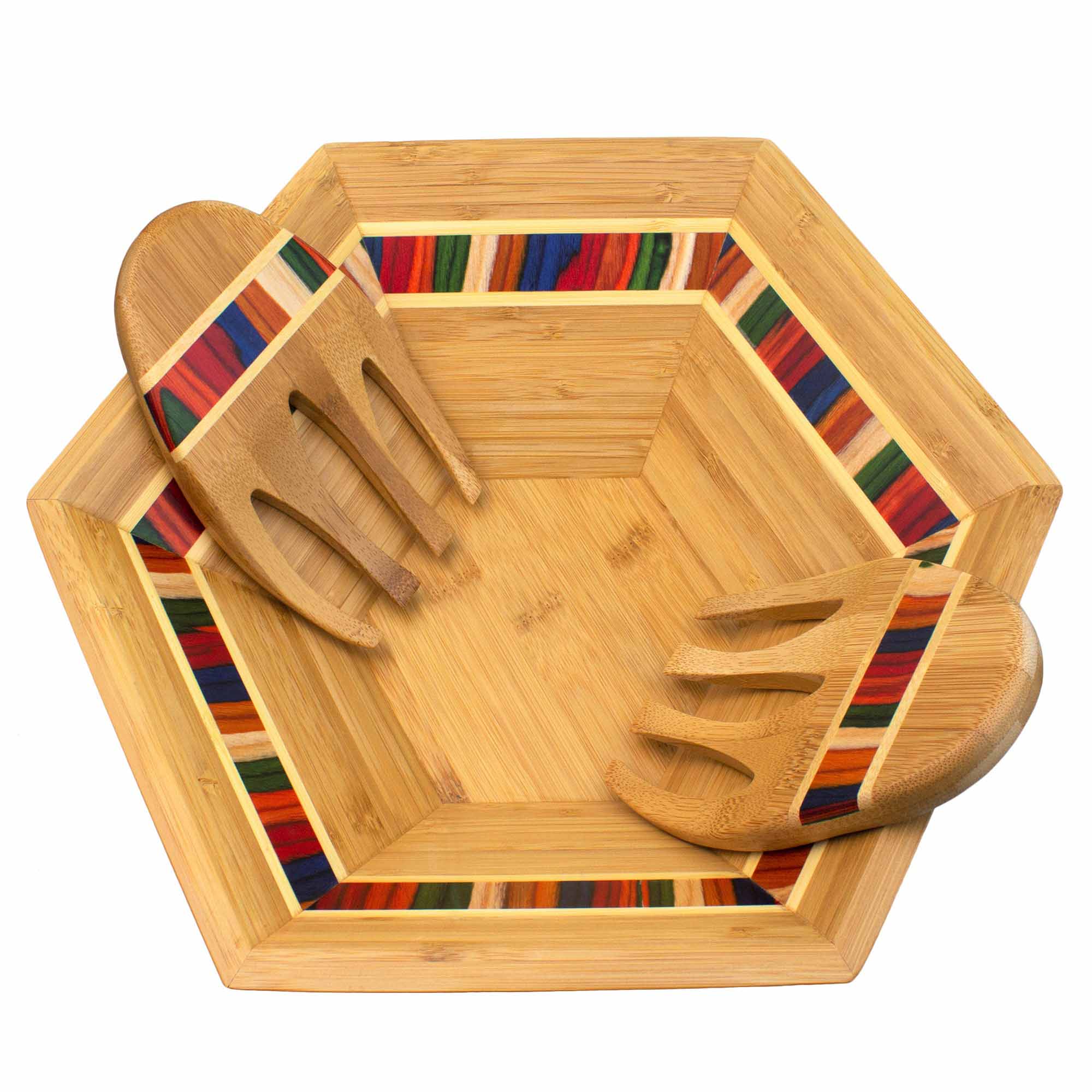 baltique-marrakesh-collection-salad-bowl-salad-hands-set-14-bamboo-bowl-with-bir image 1