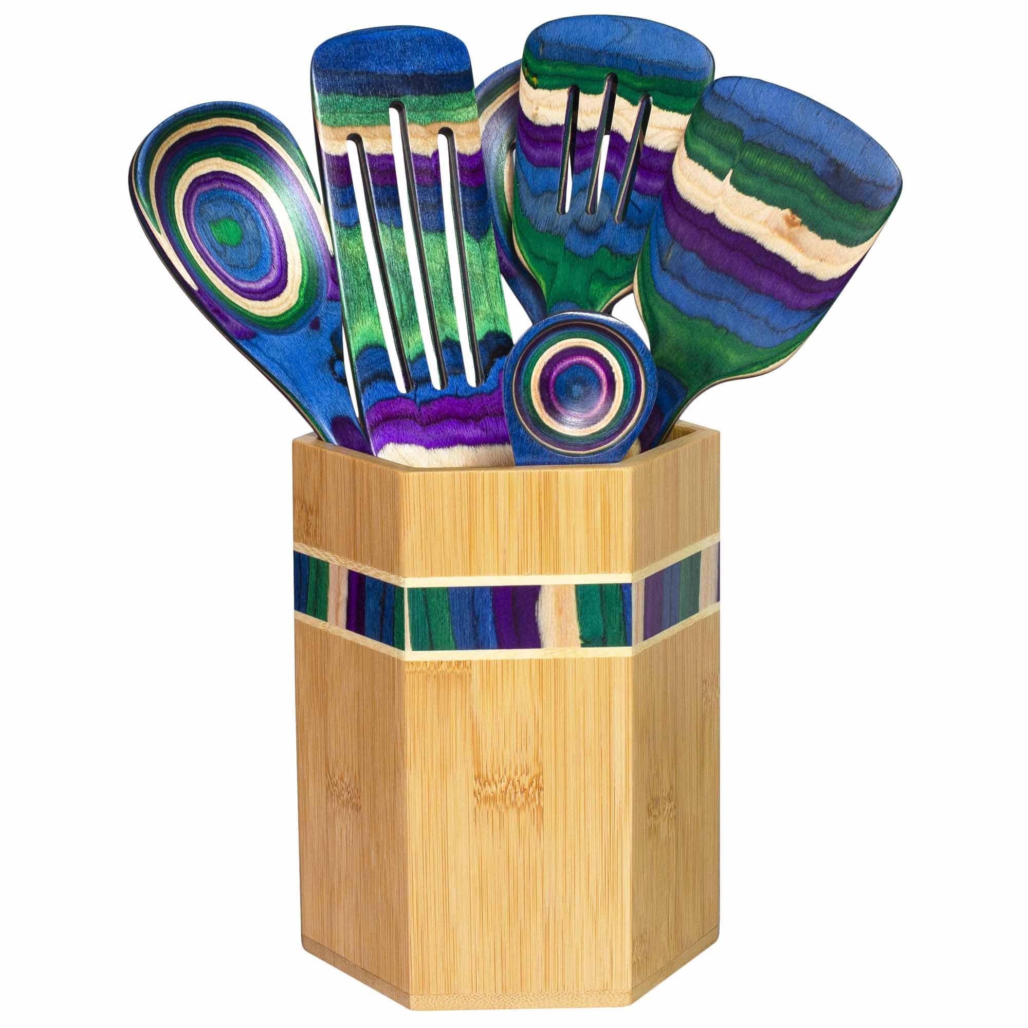 totally-bamboo-baltique-mumbai-collection-kitchen-utensil-holder-peacock-inspire image 3