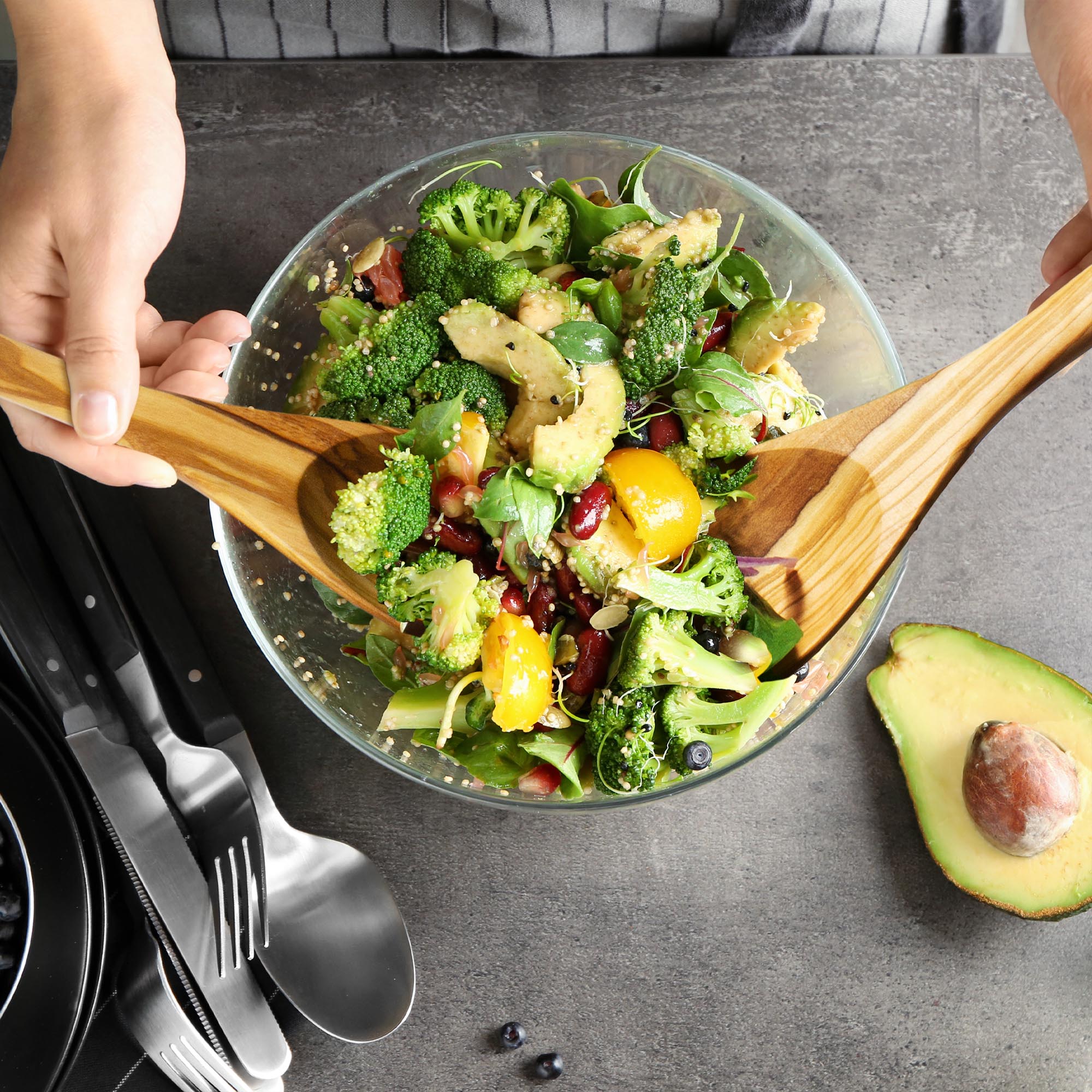 rock-branch-olive-wood-salad-serving-set-spoon-fork-by-totally-bamboo image 3
