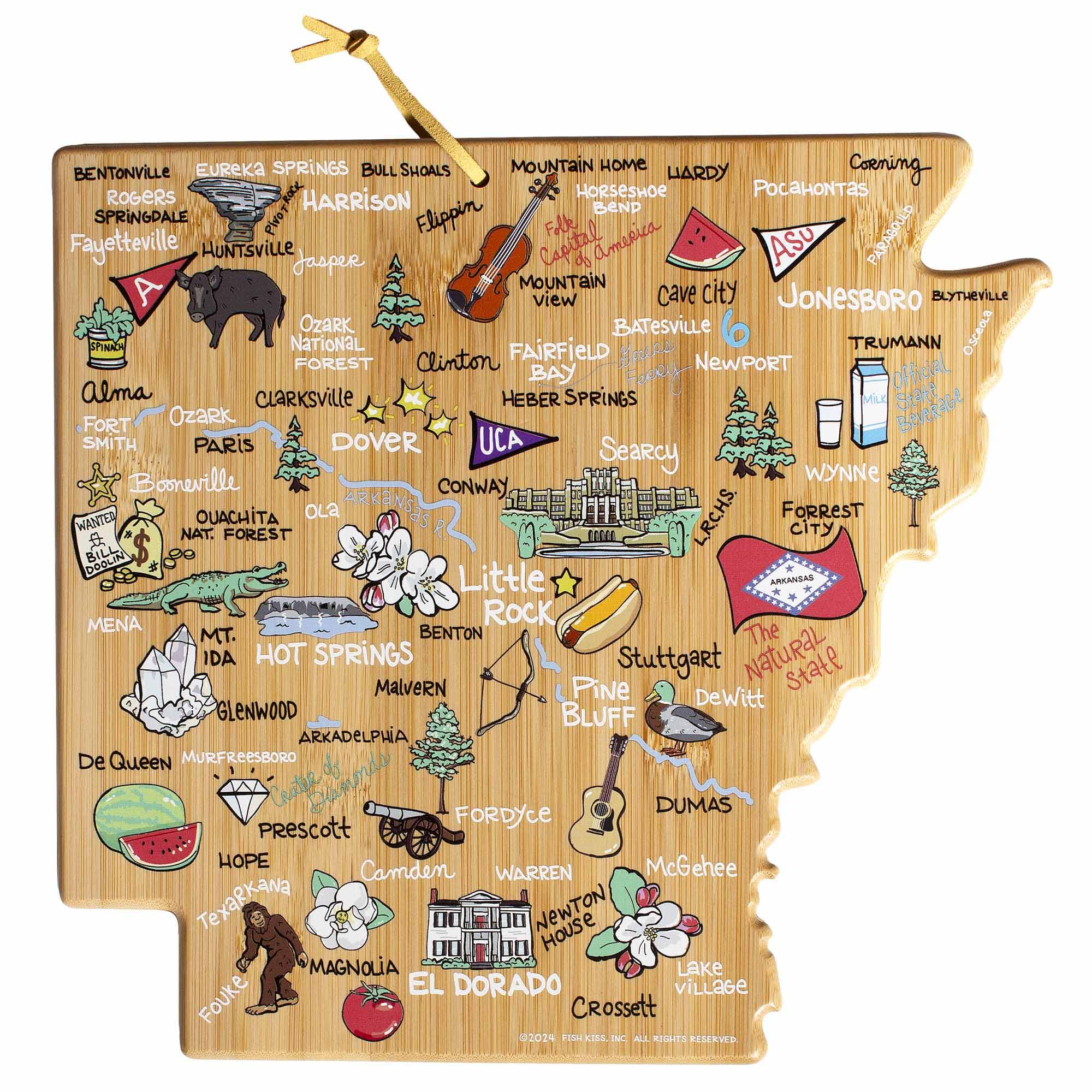 totally-bamboo-arkansas-state-shaped-cutting-board-with-fish-kiss-artwork-by-ann image 1