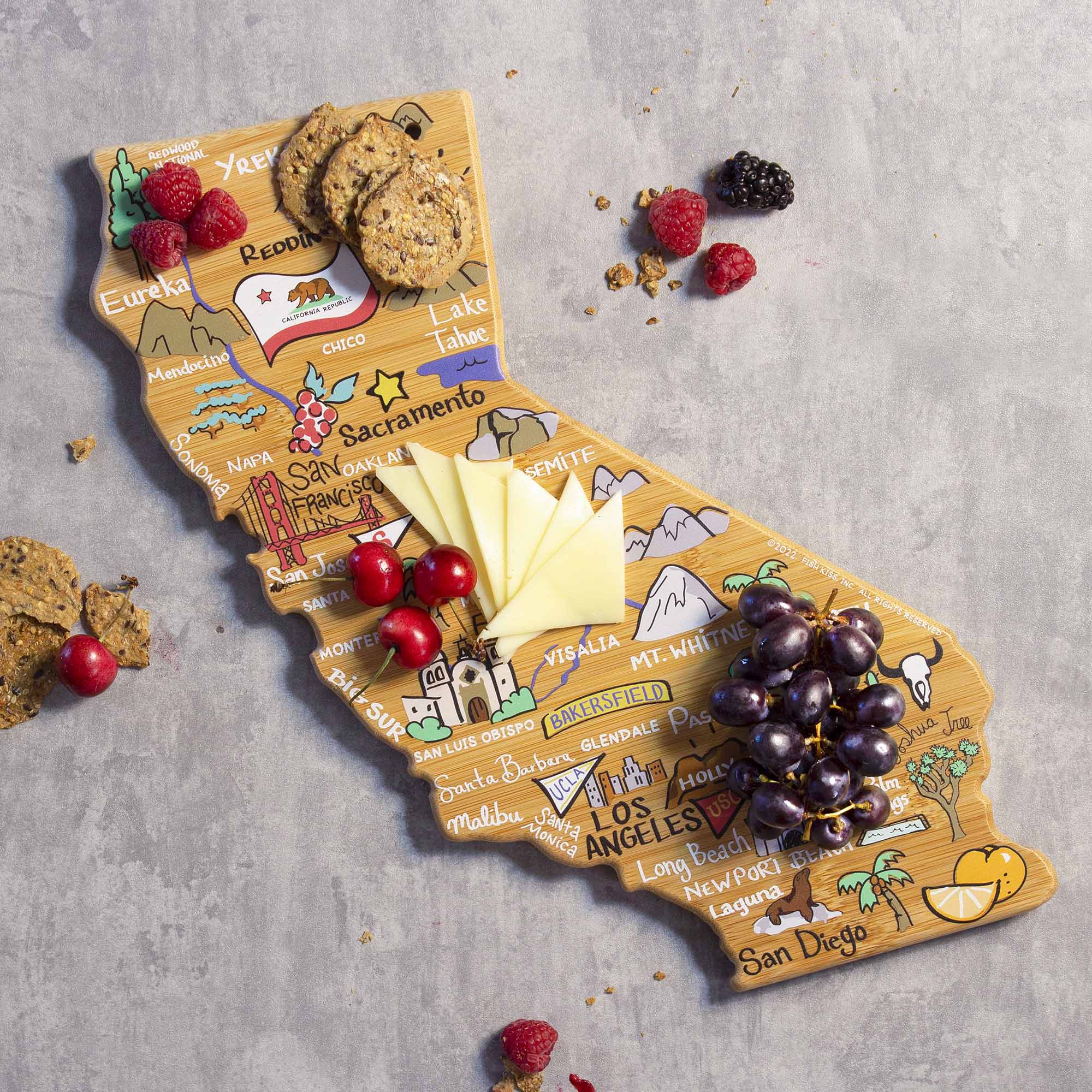 totally-bamboo-california-state-shaped-cutting-board-with-artwork-by-fish-kiss image 2