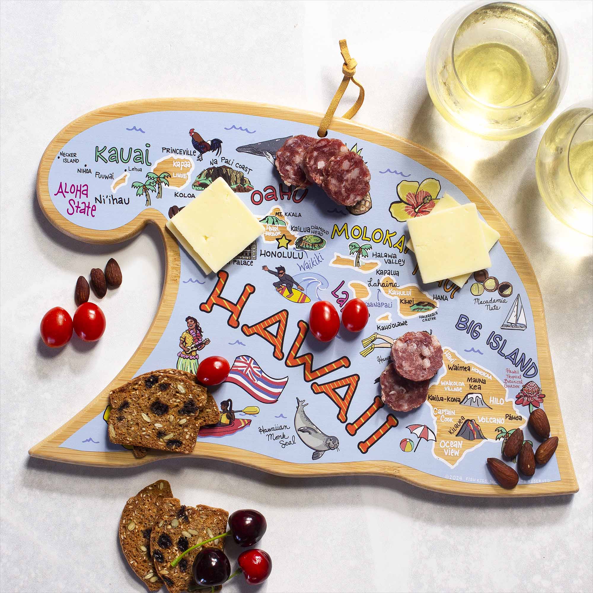 totally-bamboo-hawaiian-islands-fish-kiss-cutting-board-with-artwork image 2
