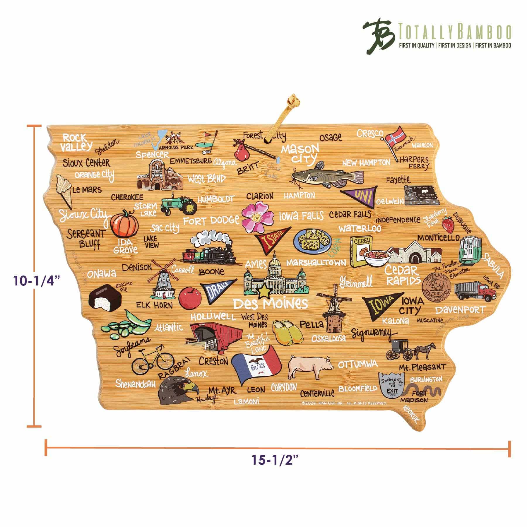 totally-bamboo-iowa-state-shaped-cutting-board-with-fish-kiss-artwork image 7