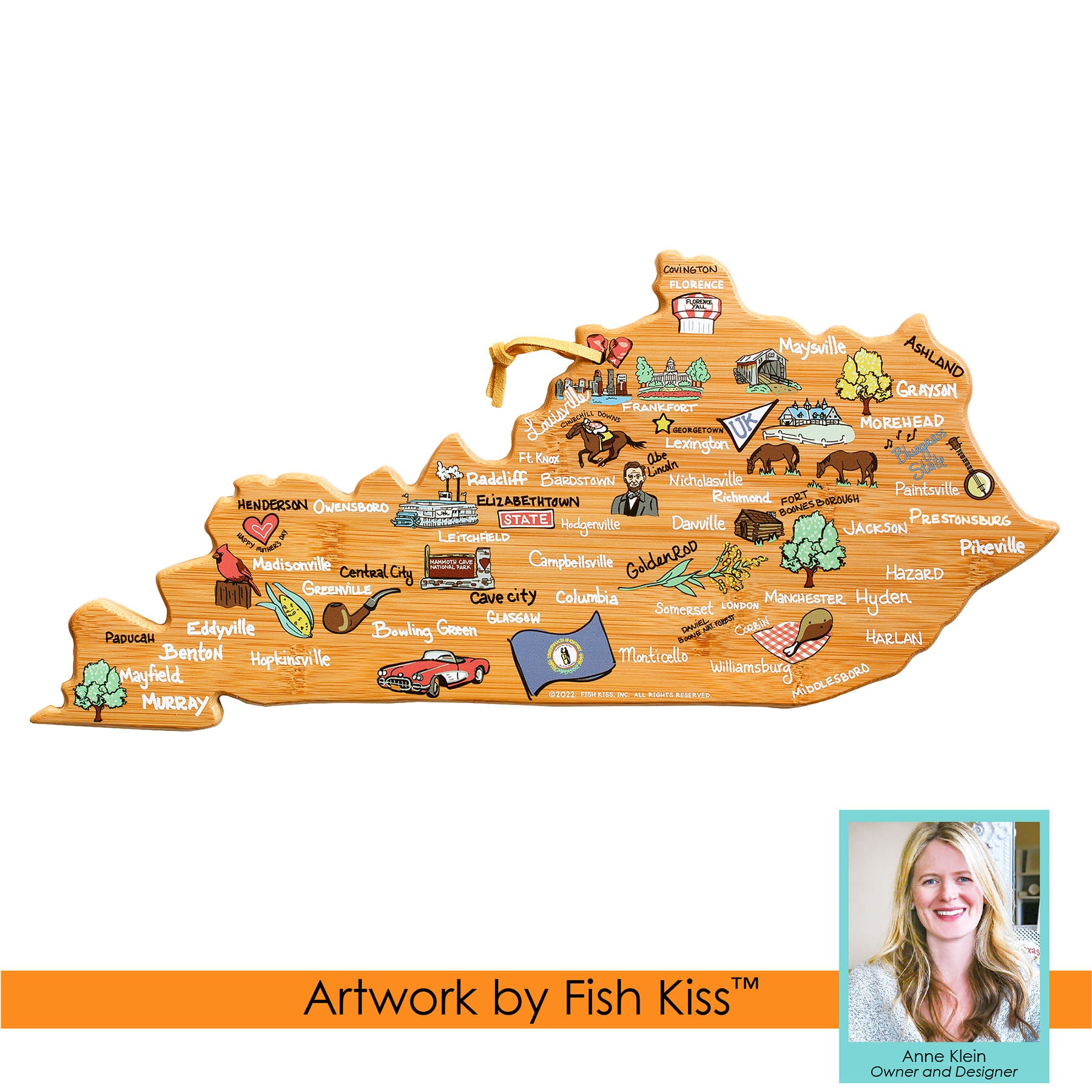 totally-bamboo-kentucky-state-shaped-cutting-board-with-fish-kiss-artwork-by-ann image 7
