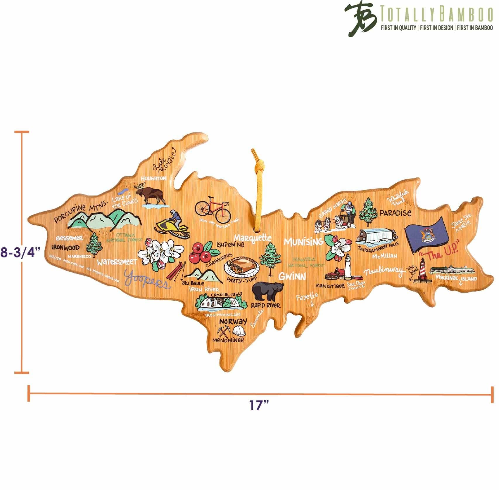 totally-bamboo-michigan-upper-peninsula-cutting-board-with-fish-kiss-artwork image 7