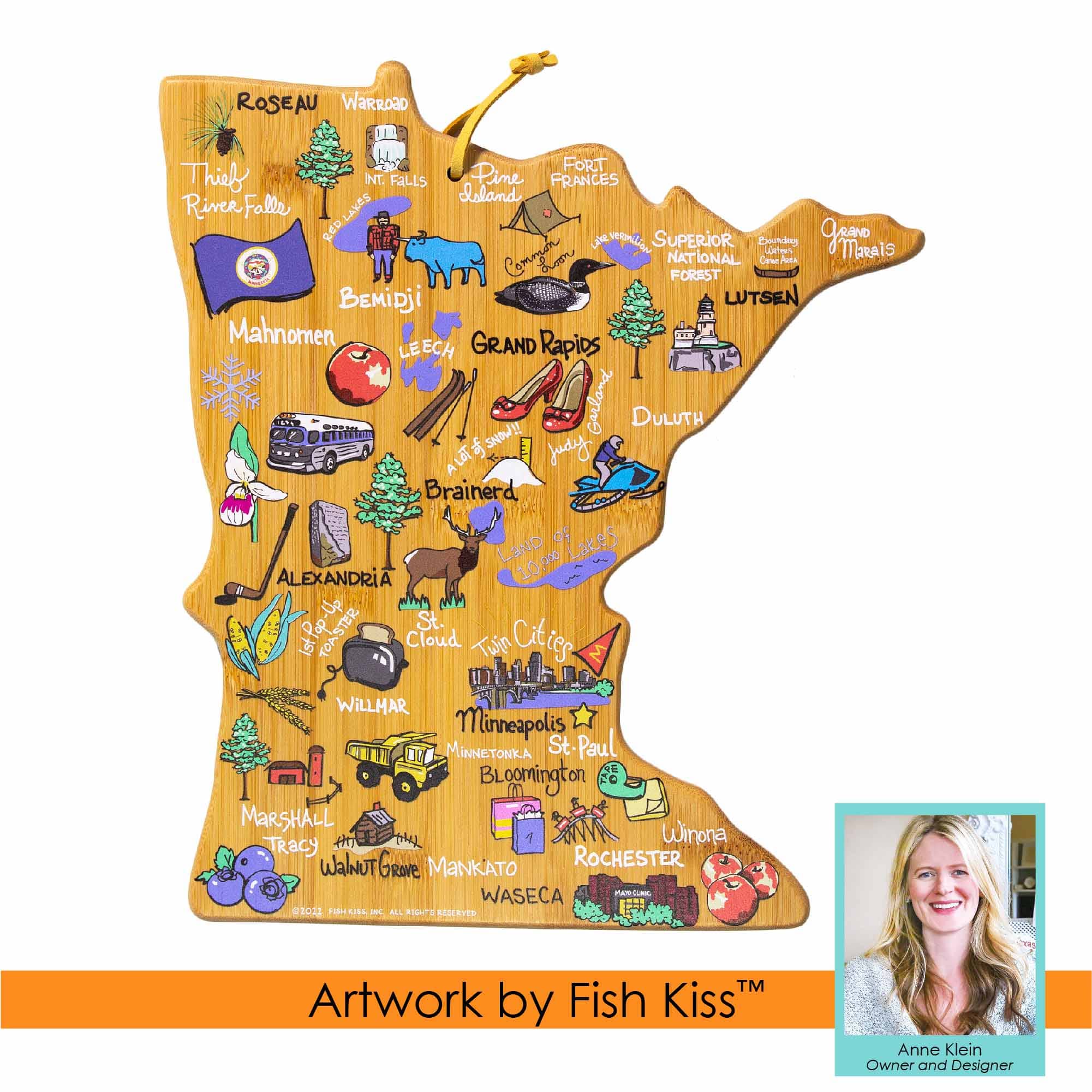 totally-bamboo-minnesota-state-shaped-bamboo-cutting-serving-board-with-fish-kis image 7