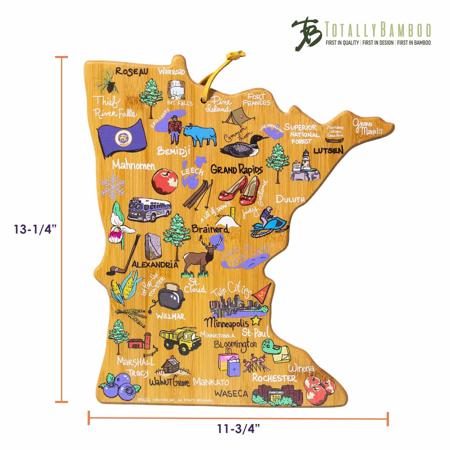 totally-bamboo-minnesota-state-shaped-bamboo-cutting-serving-board-with-fish-kis image 8